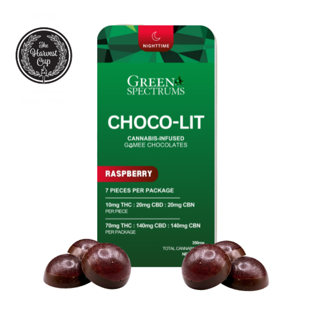 Green Spectrums Raspberry Chocolates 7-pack (Indica) {70mg}