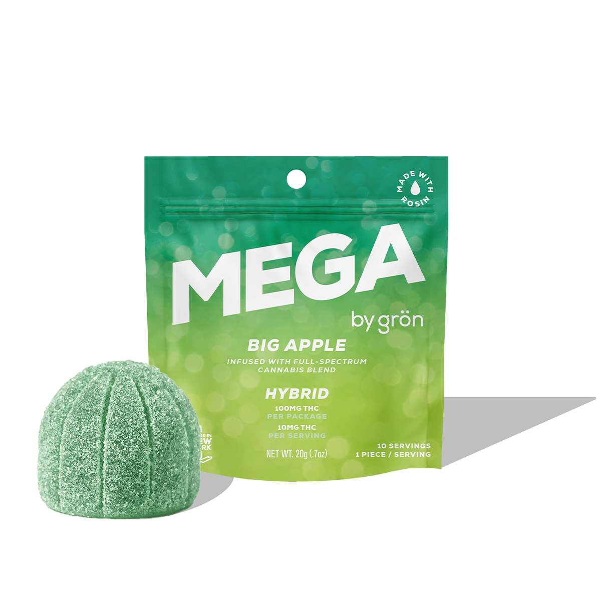 Grön Apple Mega Gummy (Hybrid) {100mg}