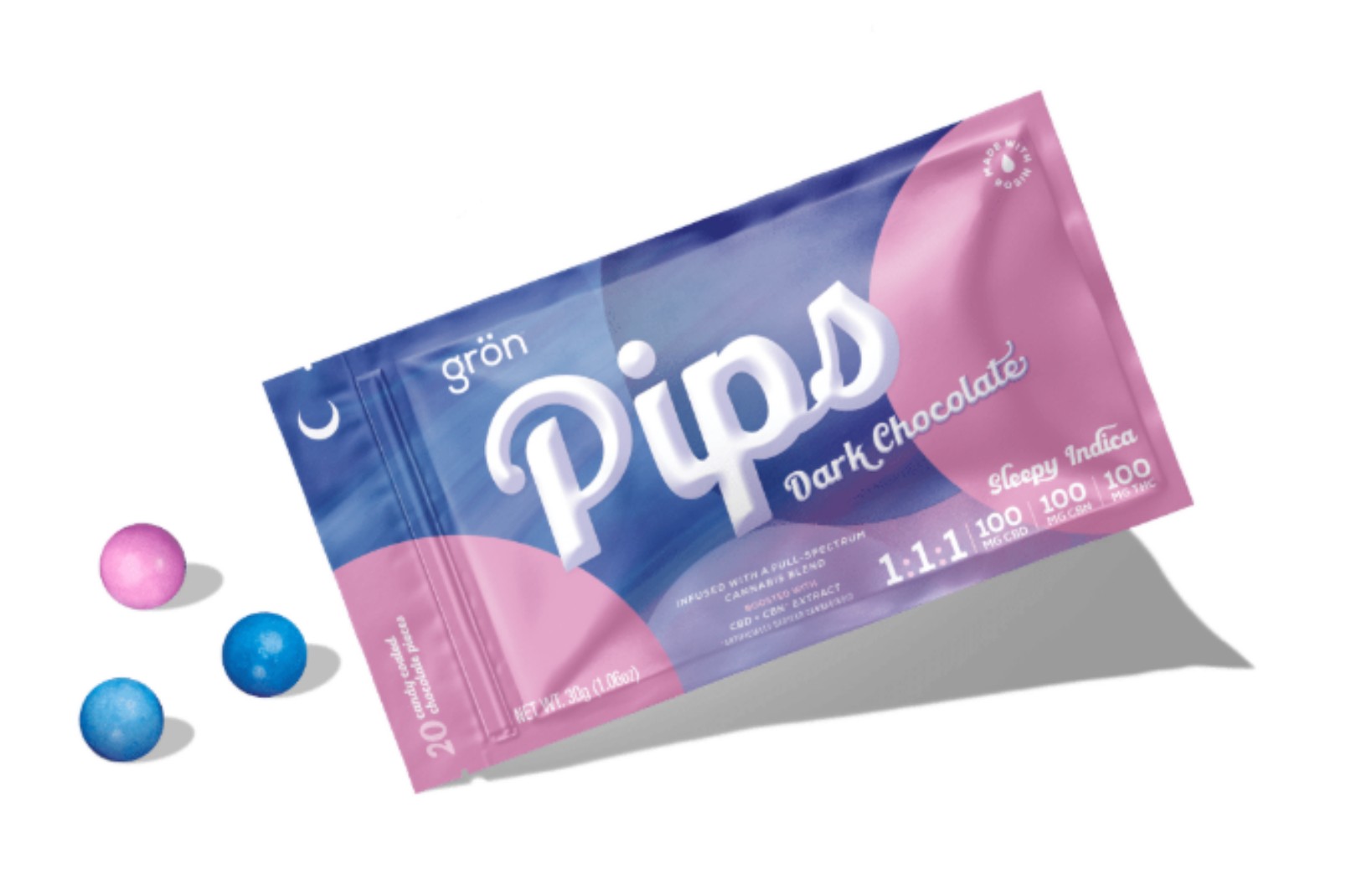 Grön Dark Chocolate Sleepy Indica 1:1:1 Pips Chocolates 20-pack (Indica) {100mg}