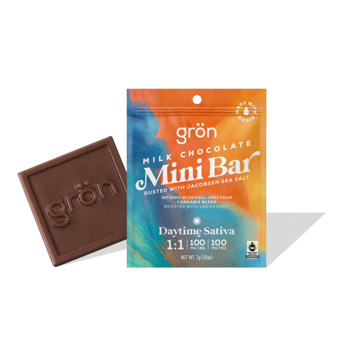 Gron Milk Chocolate 1:1 Mini Bar Daytime Chocolate (Sativa) {100mg}