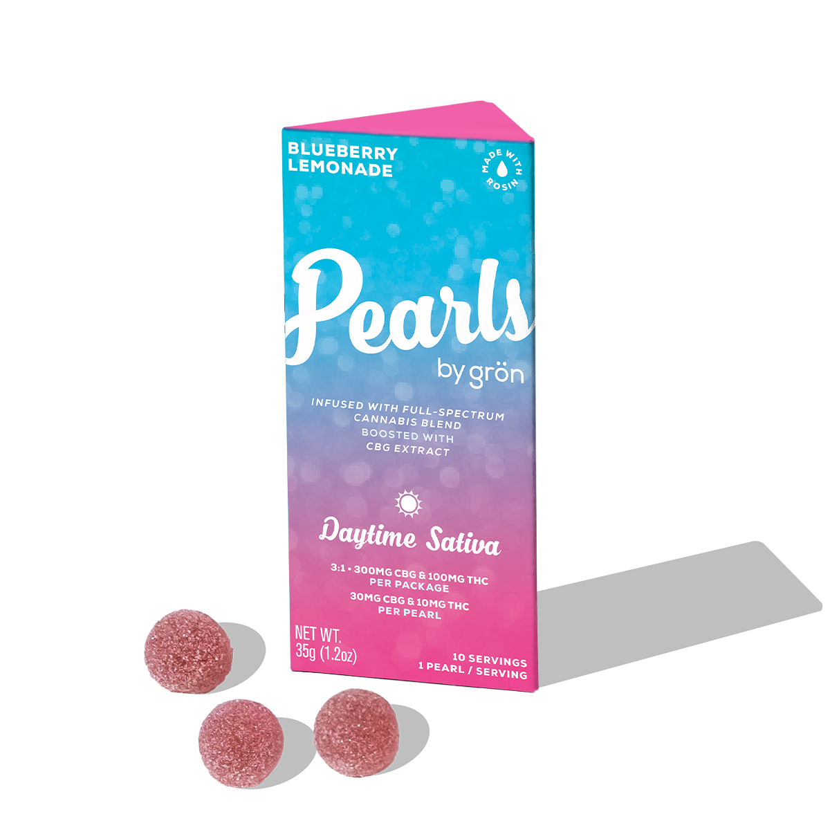 Gron Pearls Daytime Blueberry Lemonade 3:1 Rosin Infused Edible 10-pack (Sativa) {10mg}