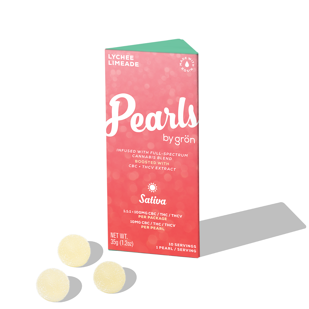 Gron Pearls Lychee Limeade 1:1:1 Gummies 10-pack (Sativa) {100mg}