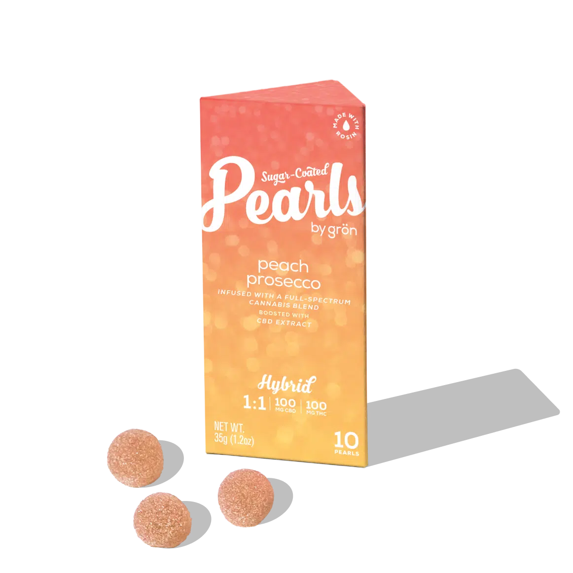 Gron Pearls Peach Prosecco 1:1 Rosin Infused Gummies 10-pack (Hybrid) {100mg}
