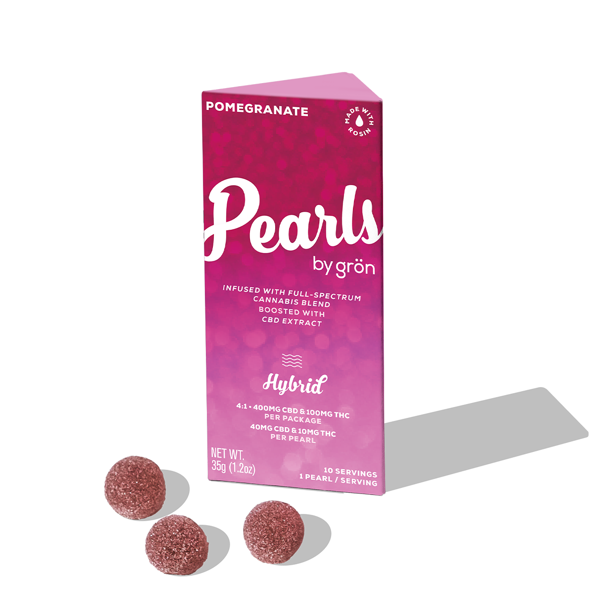 Gron Pearls Pomegranate 4:1 Rosin Infused Edible 10-pack (Hybrid) {10mg}