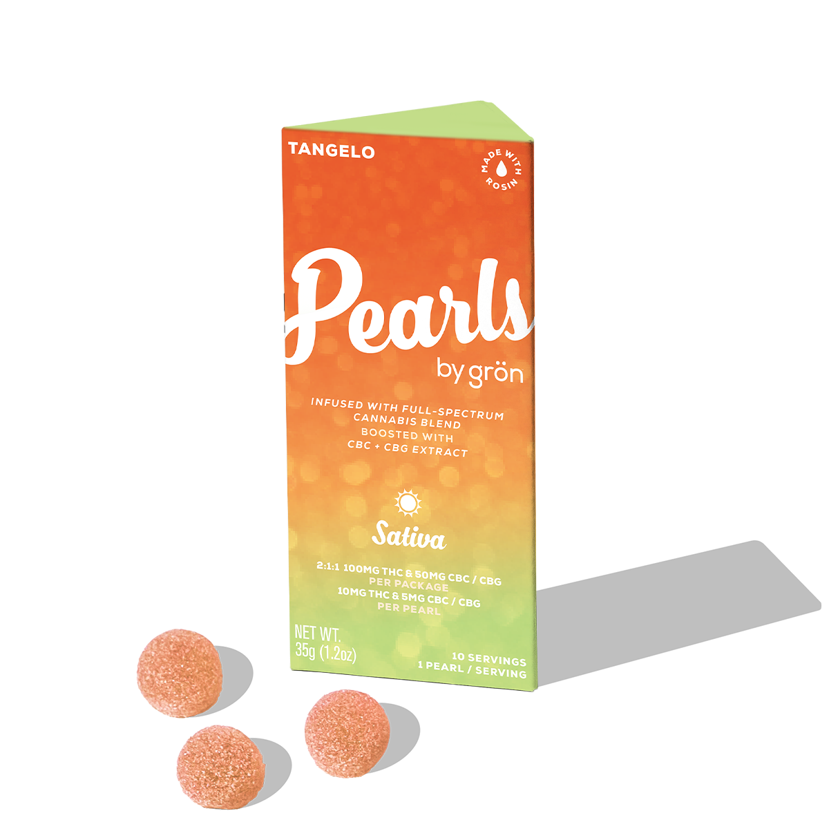 Gron Pearls Tangelo 2:1:1 Rosin Infused Edible 10-pack (Sativa) {10mg}