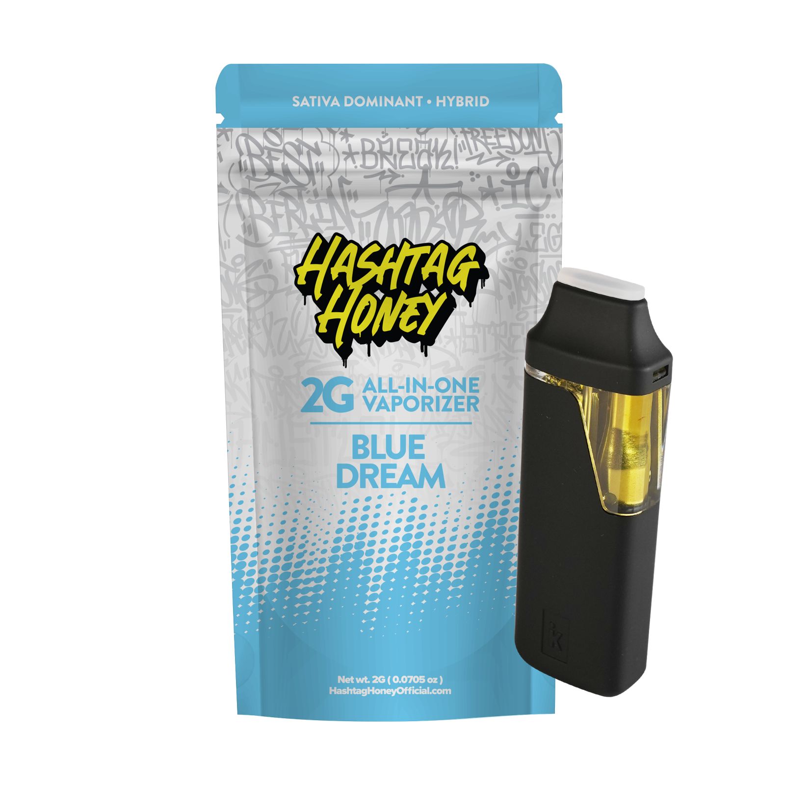 Hashtag Honey Blue Dream All-In-One Vapes  (Sativa) 88% {2g}