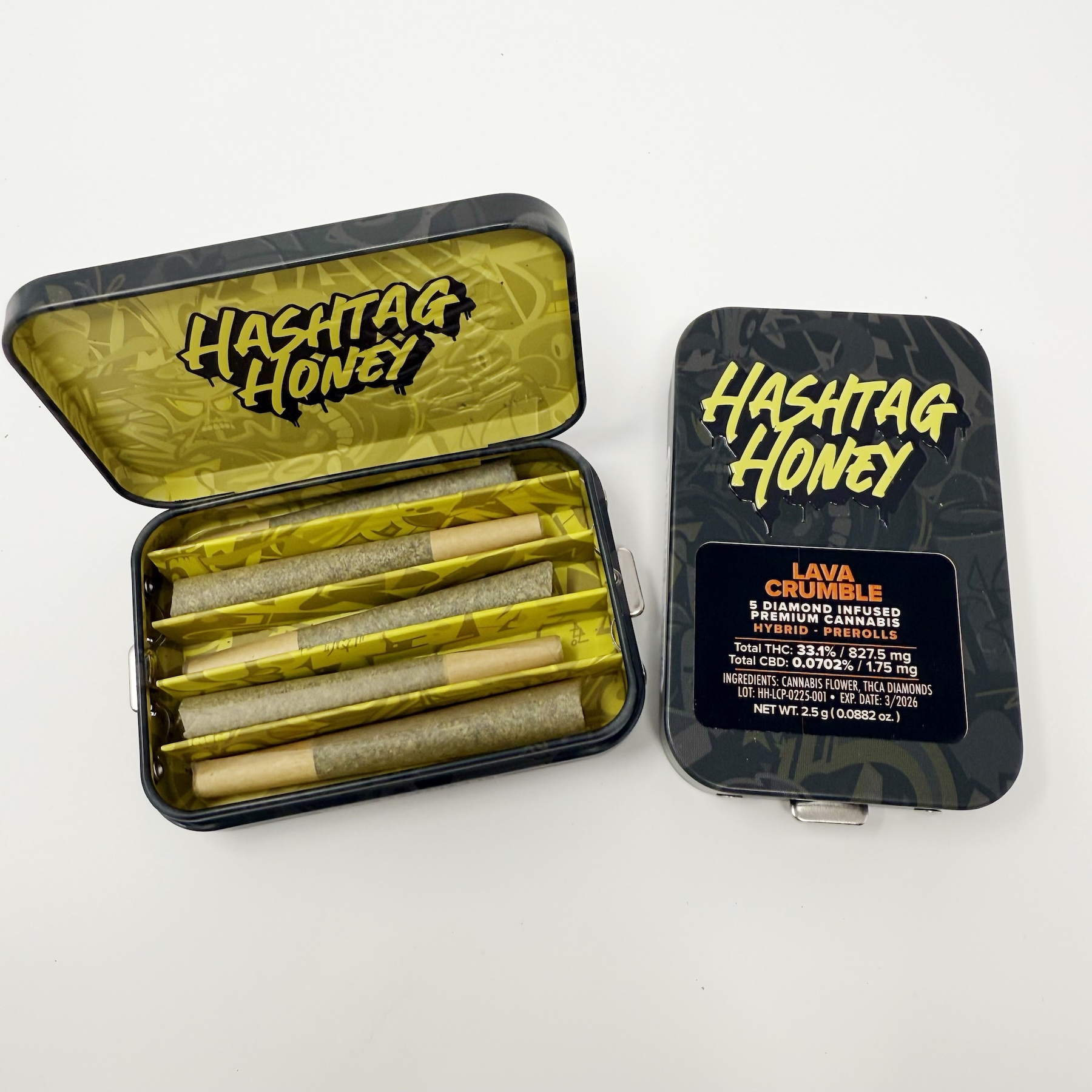 Hashtag Honey Lava Crumble Infused Pre-Rolls 5-pack 33.1% {2.5g}