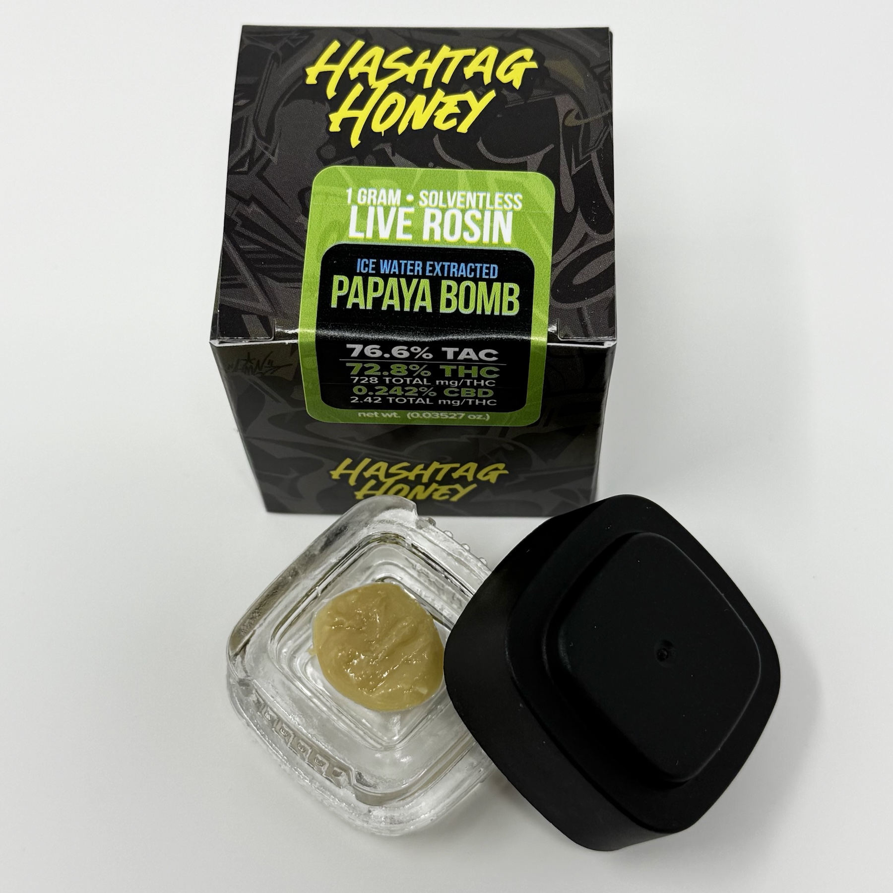 Hashtag Honey Papaya Bomb Live Rosin  (Hybrid Indica) 72.8% {1g}