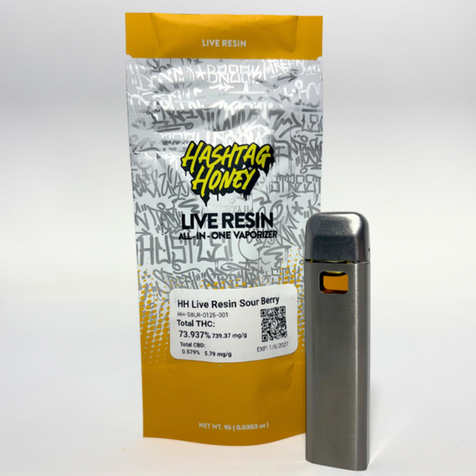 Hashtag Honey Sour Berry Live Resin All-In-One Vapes  (Hybrid Sativa) 74% {1g}