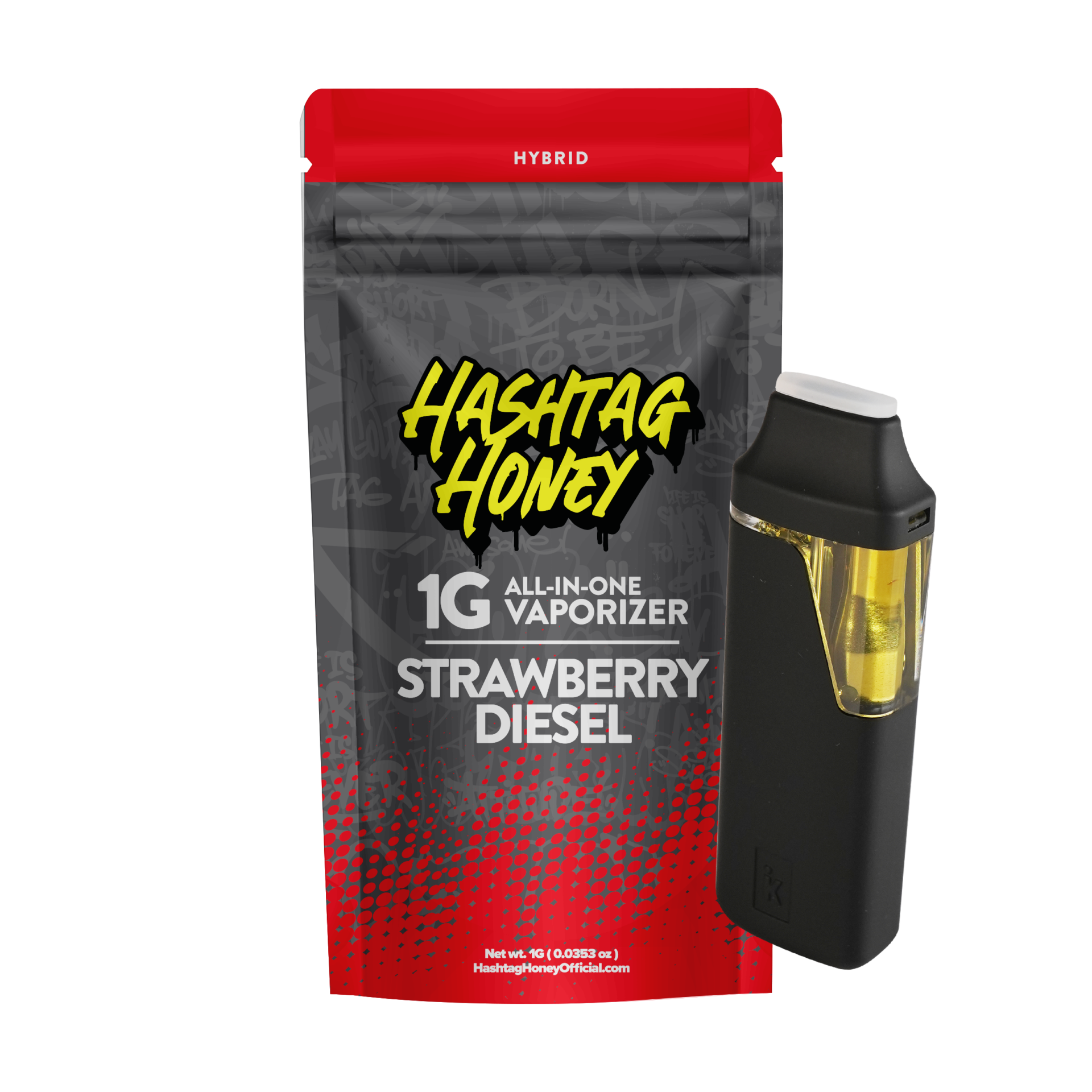 Hashtag Honey Strawberry Diesel All-In-One Vapes  (Hybrid) 88.5% {1g}