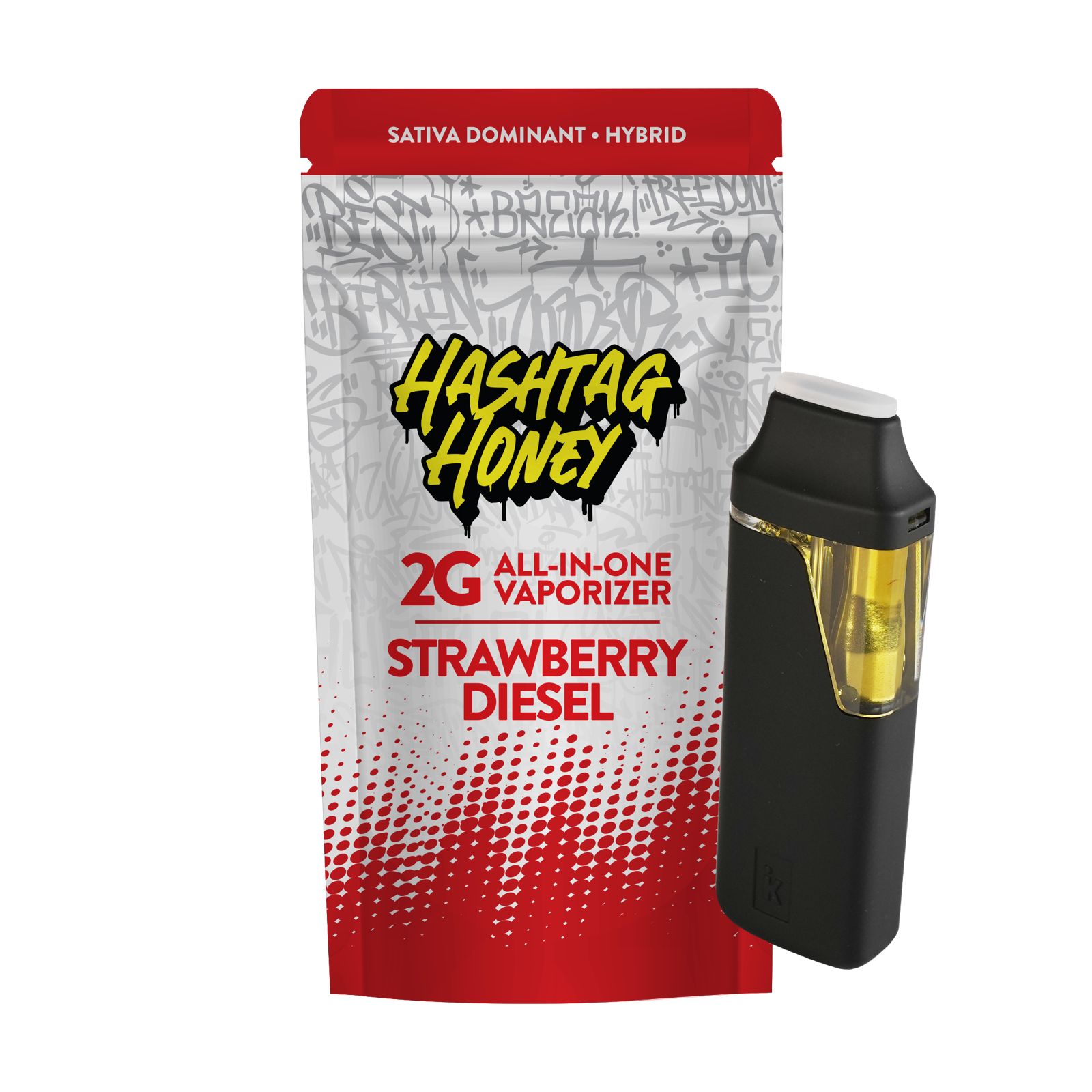 Hashtag Honey Strawberry Diesel All-In-One Vapes  (Hybrid Sativa) 89.1% {2g}
