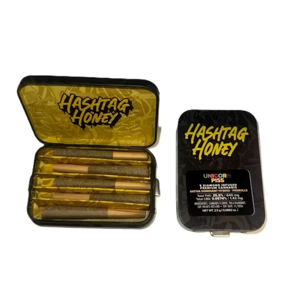 Hashtag Honey Unicorn Piss Infused Pre-Rolls 5-pack (Hybrid Sativa) 25.5% {2.5g}