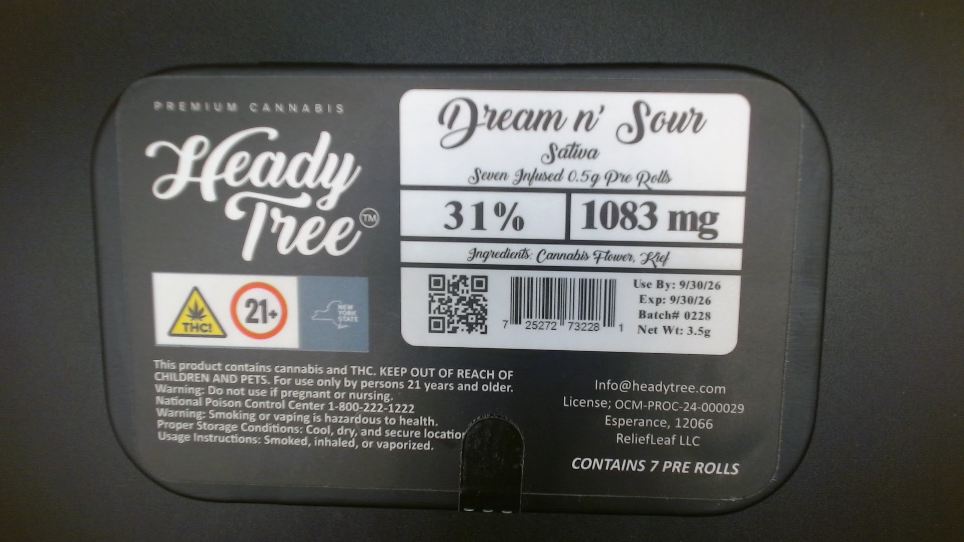 Heady Tree Dream n' Sour Infused Pre-Rolls 7-pack (Sativa) 31% {3.5g}