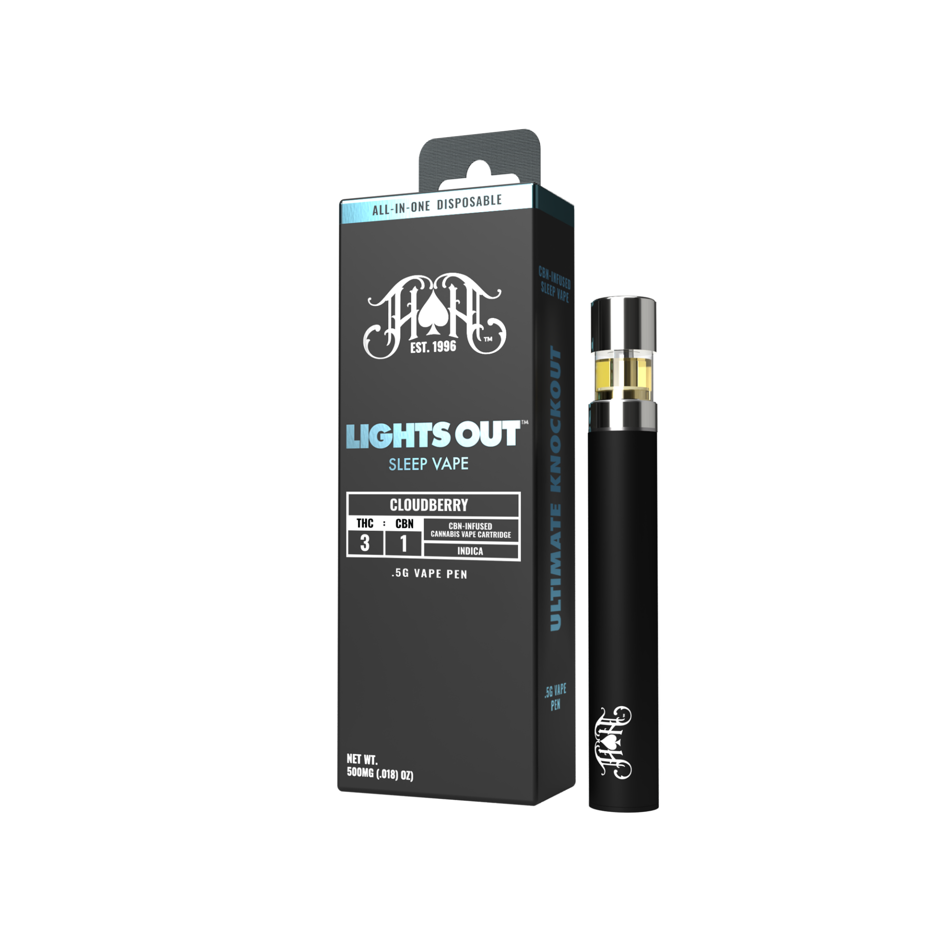 Heavy Hitters Cloudberry CBN All in One Vape (Indica) {0.5g}