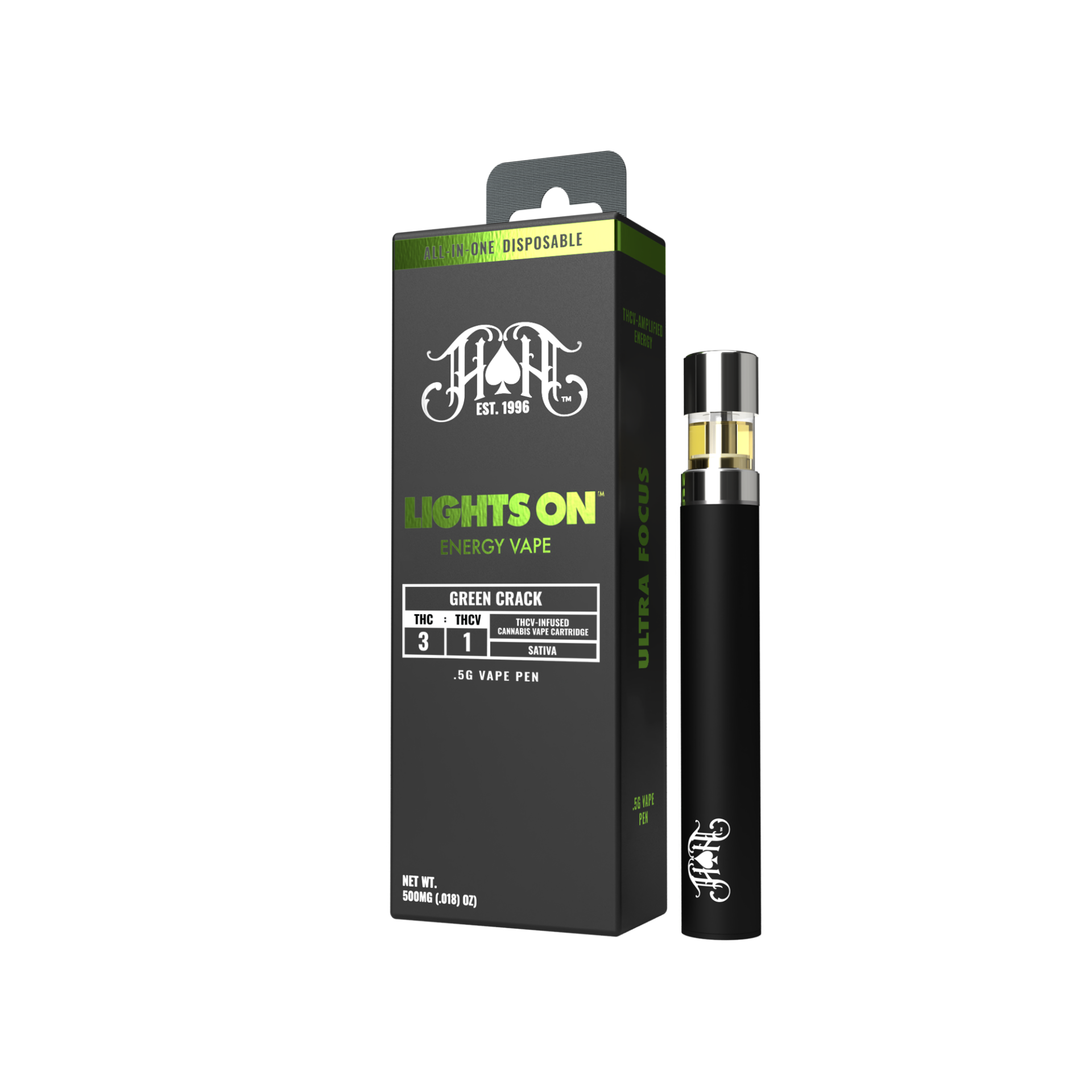 Heavy Hitters Green Crack THCV All in One Vape (Sativa) {0.5g}