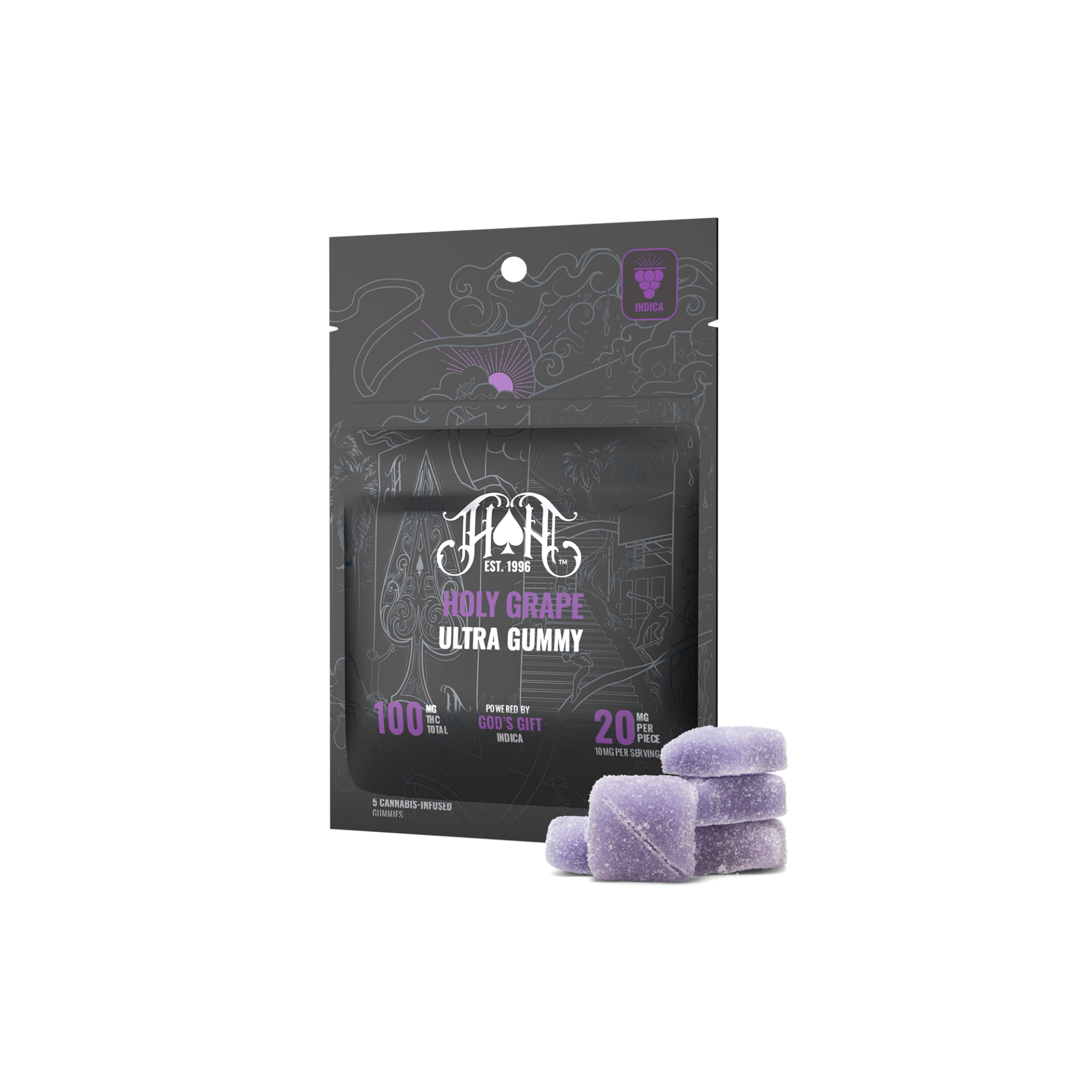 Heavy Hitters Holy Grape Gummies 5-pack (Indica) {100mg}