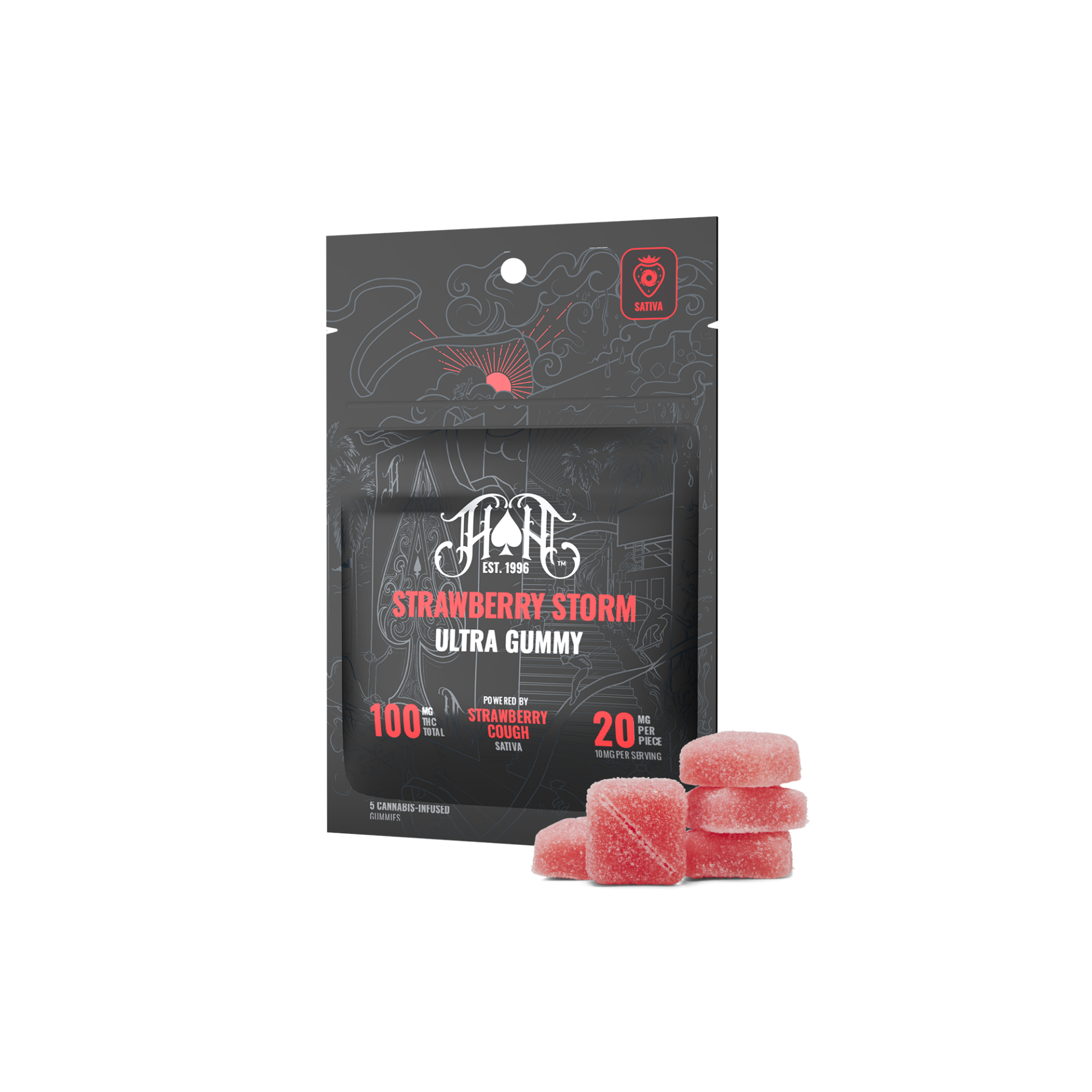 Heavy Hitters Strawberry Storm Gummies 5-pack (Sativa) {100mg}