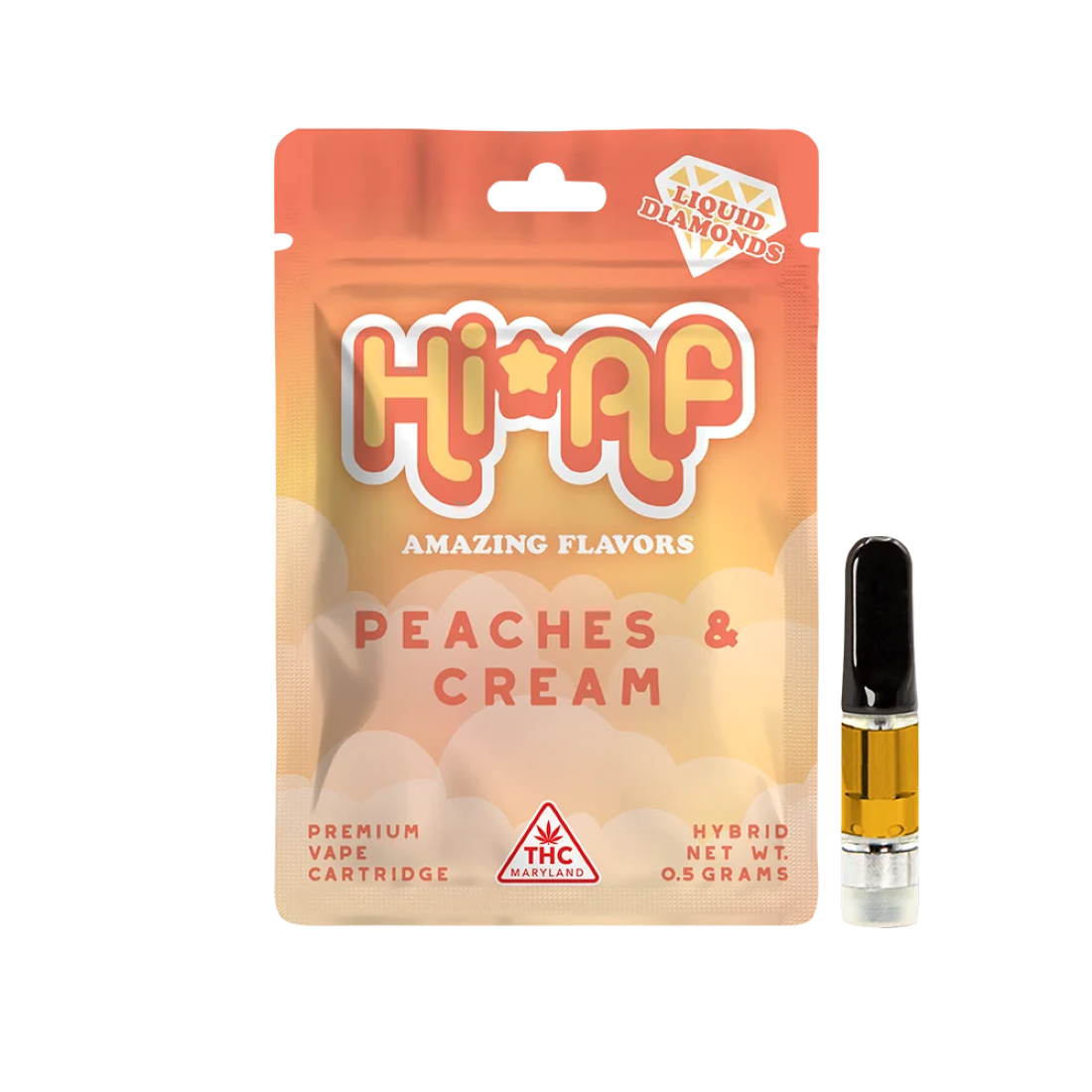 Hi*AF Peaches & Cream Hi*AF - 0.5g - Threaded Vape Cartridges  40% {0.5g}