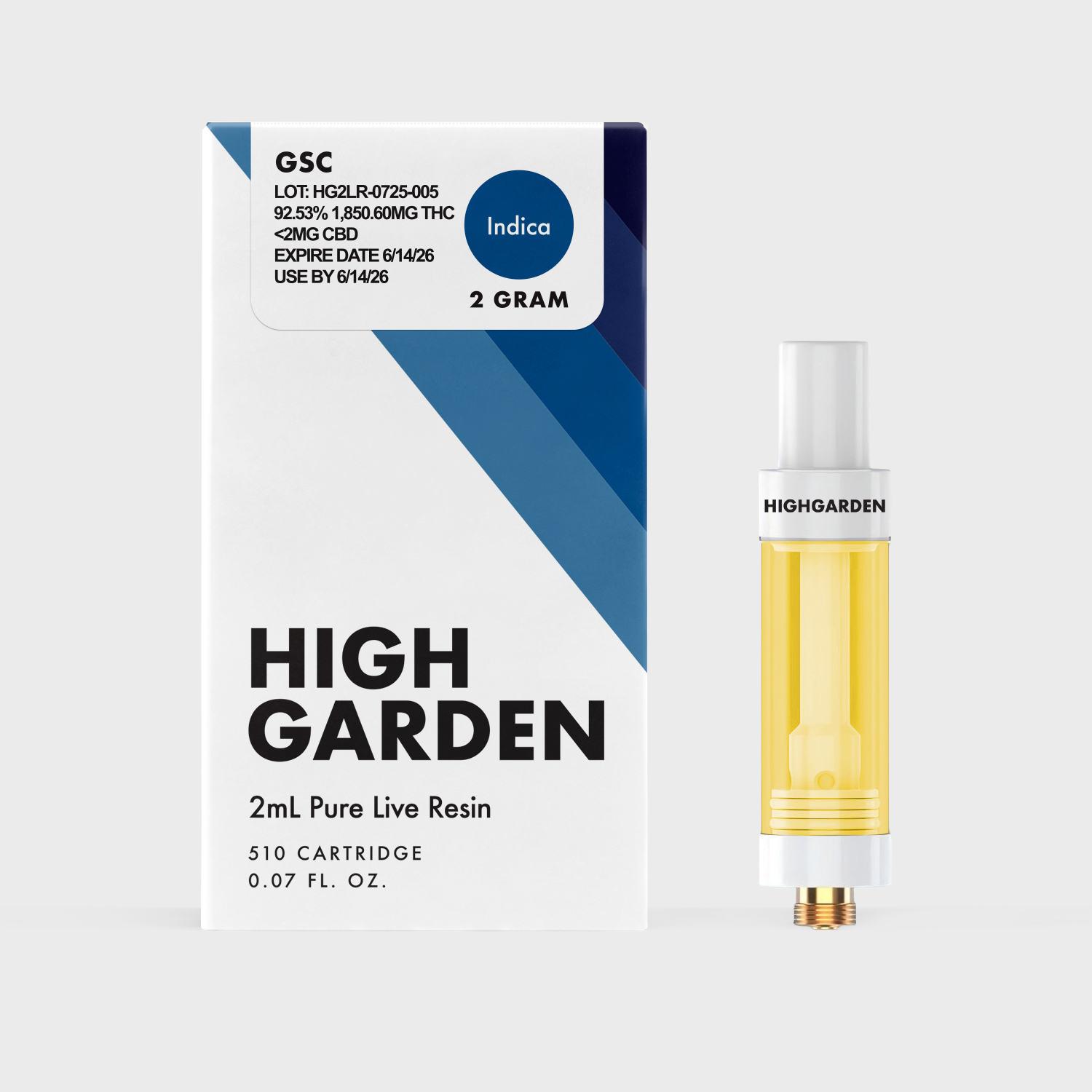 High Garden Girl Scout Cookies Live Resin Threaded Vape Cartridges  (Indica) 92% {2g}