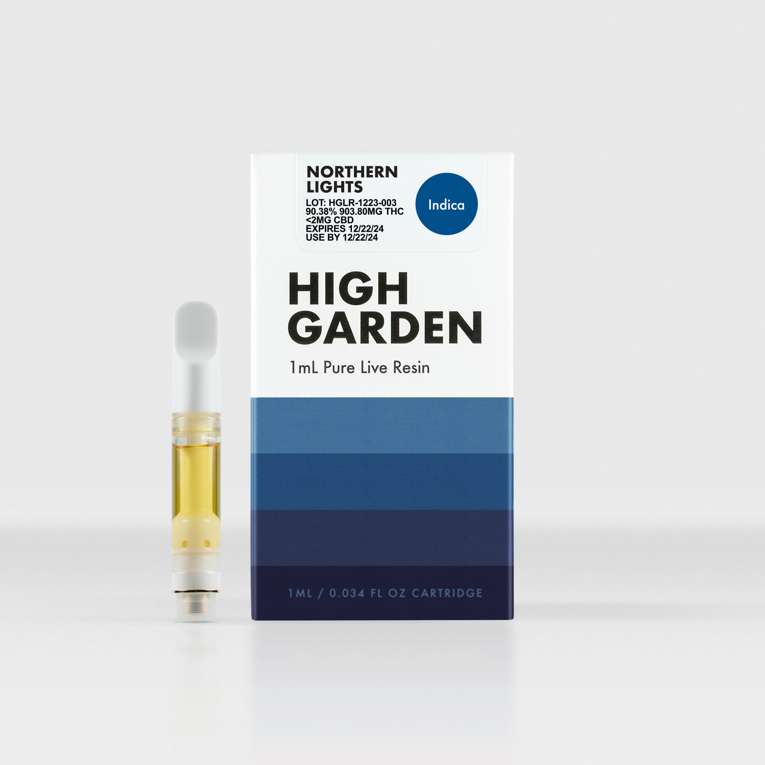 High Garden Northern Lights Live Resin Threaded Vape Cartridges  (Indica) 90.12% {1g}