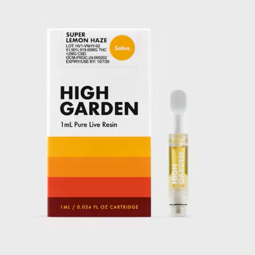 High Garden Super Lemon Haze Threaded Vape Cartridges (Sativa) 91.90% {1g}
