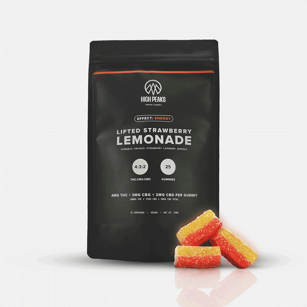 High Peaks Lifted Strawberry Lemonade CBD CBG Edibles 25-pack (Sativa) {100mg}