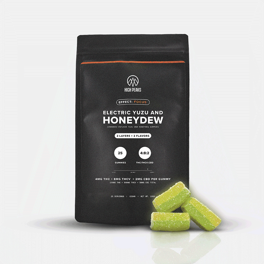 High Peaks Electric Yuzu and HoneyDew 25 pack Gummy (Sativa) {100mg}