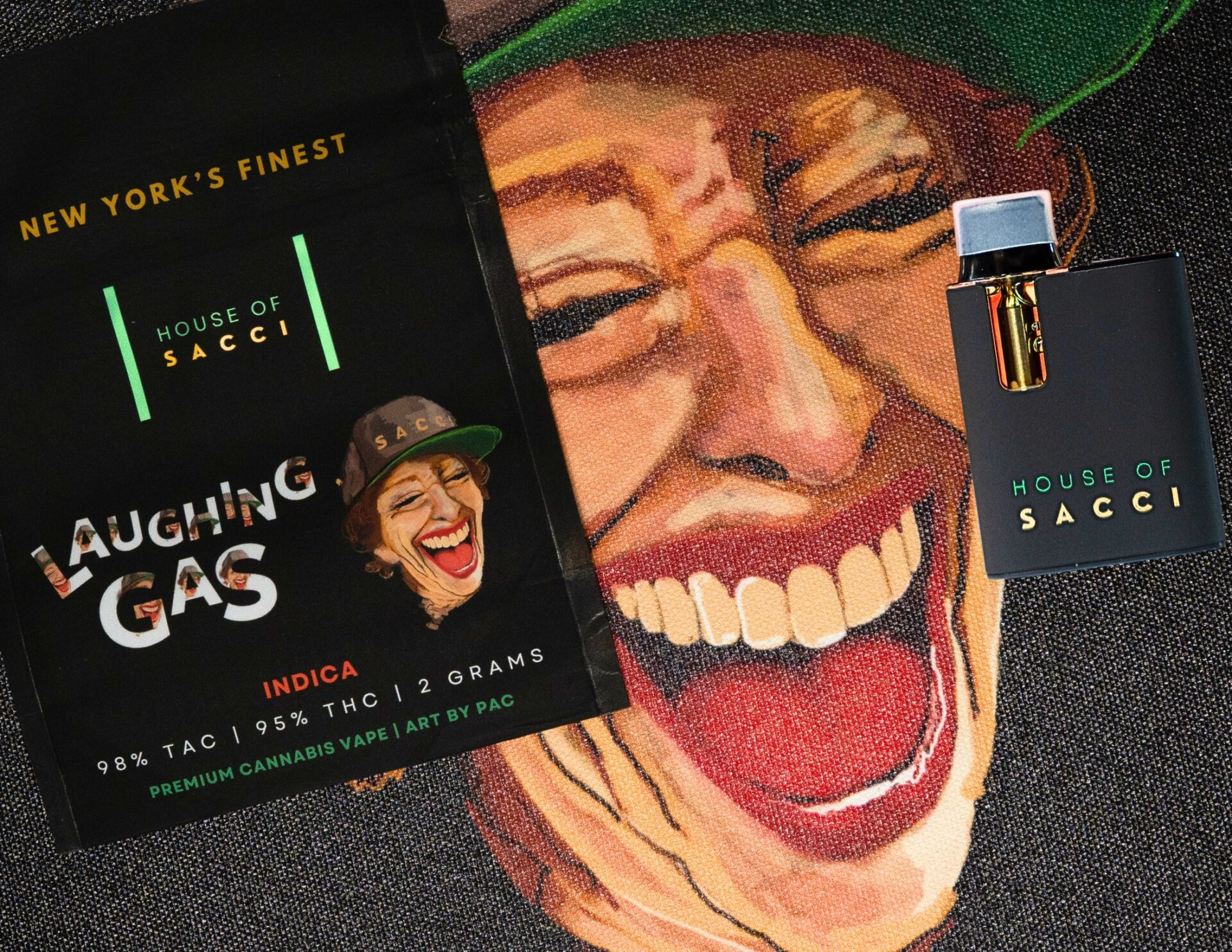 House of Sacci Laughing Gas All-In-One Vapes  (Indica) 92% {2g}