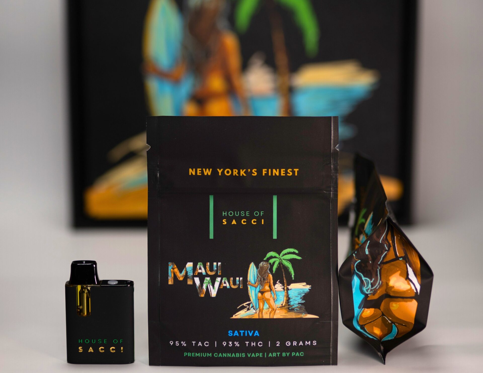 House of Sacci Maui Waui All-In-One Vapes  (Sativa) 93% {2g}