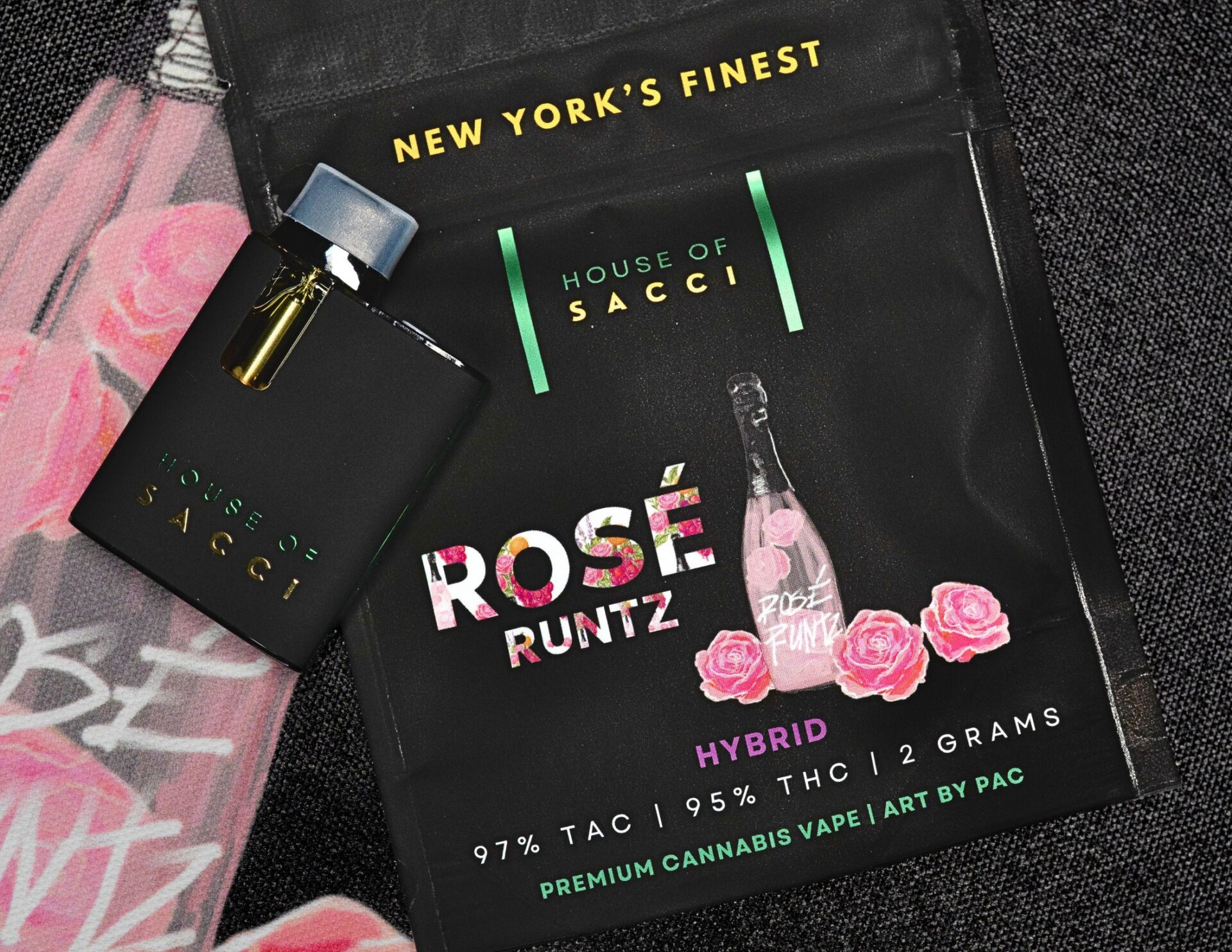 House of Sacci Rose Runtz All-In-One Vapes  (Hybrid) 92% {2g}