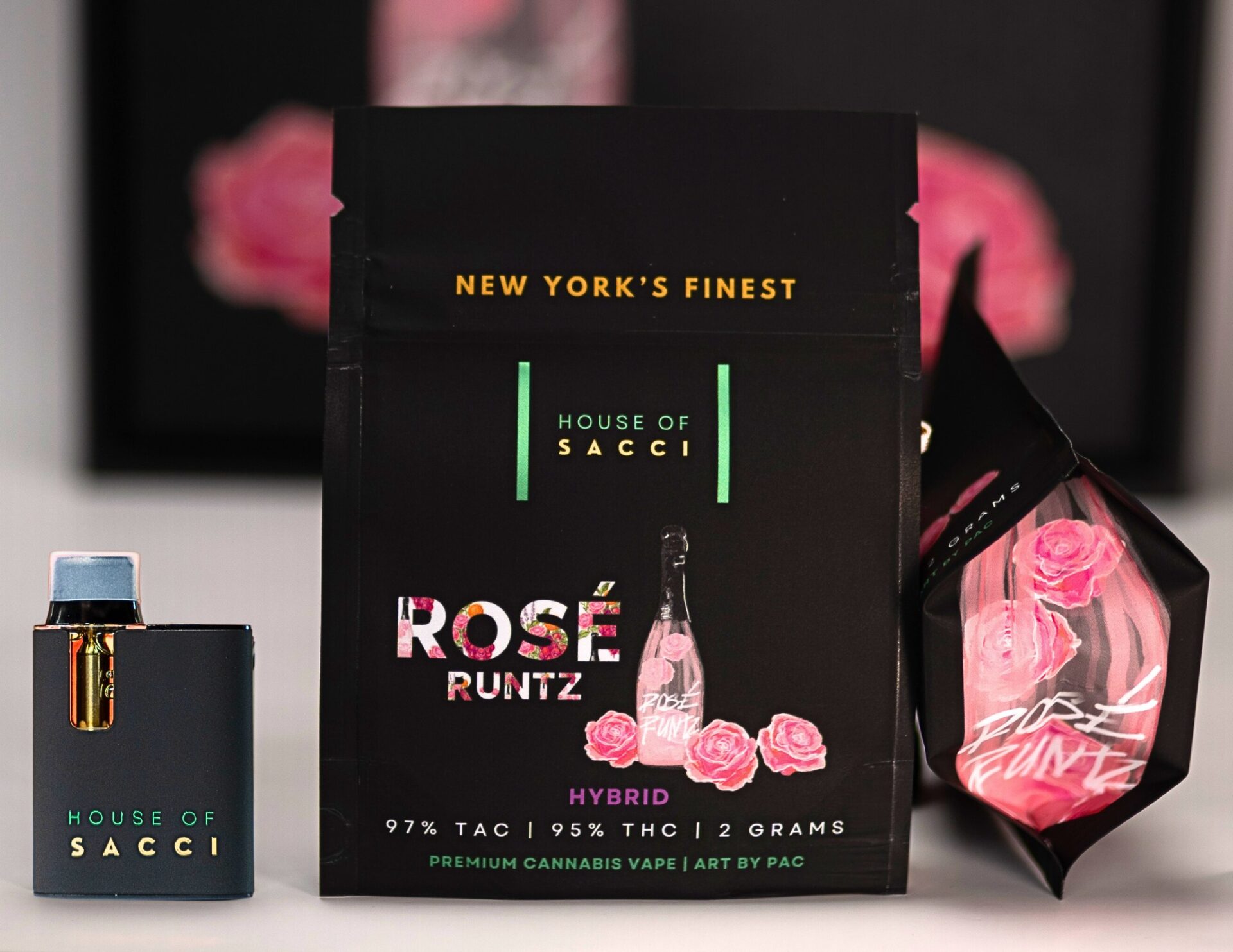 House of Sacci Rose Runtz All-In-One Vapes  (Hybrid) 92% {2g}