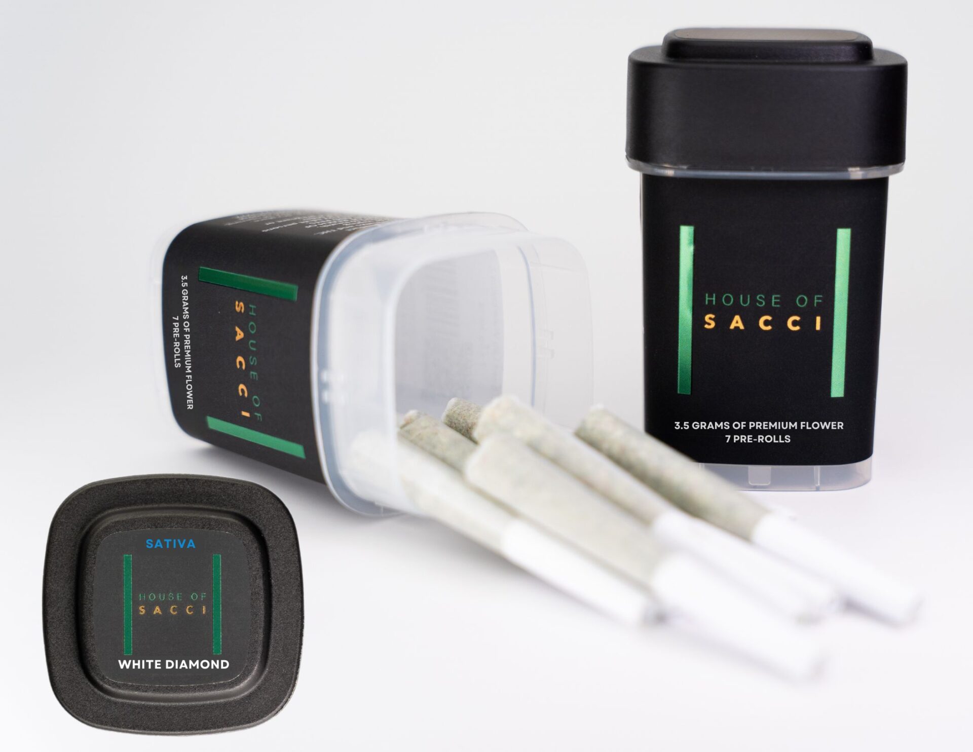 House of Sacci White Diamonds Pre-Rolls 7-pack (Sativa) 33% {3.5g}