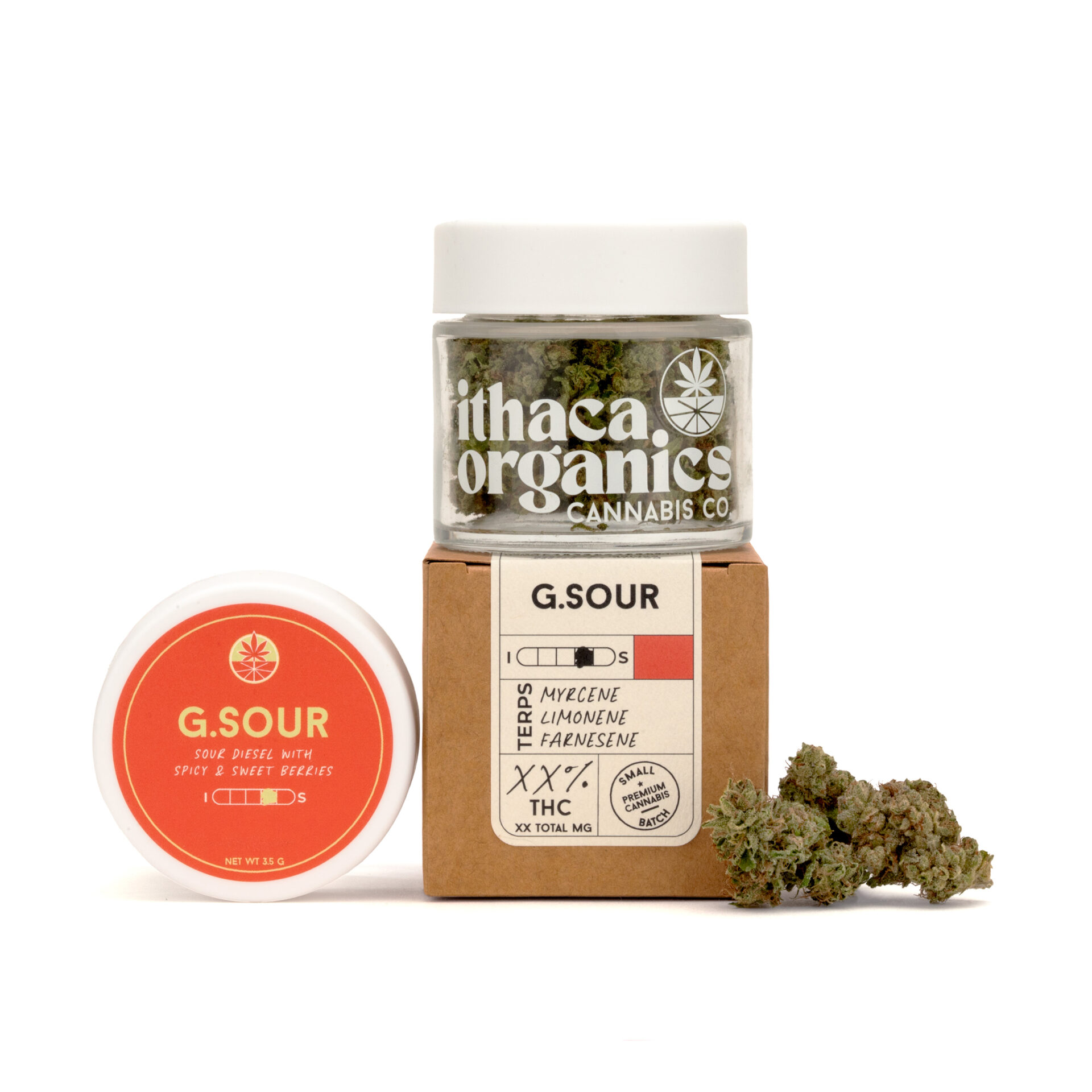 Ithaca Organics G.Sour Flower  (Sativa) 26% {3.5g}