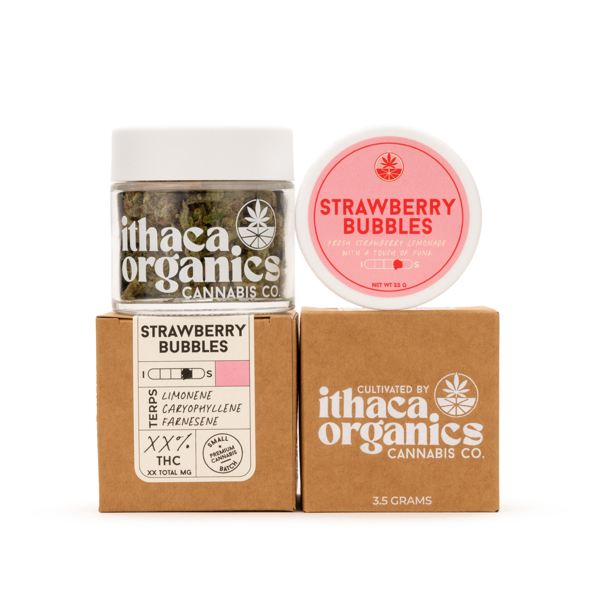 Ithaca Organics Strawberry Bubbles Flower  (Hybrid) 21% {3.5g}