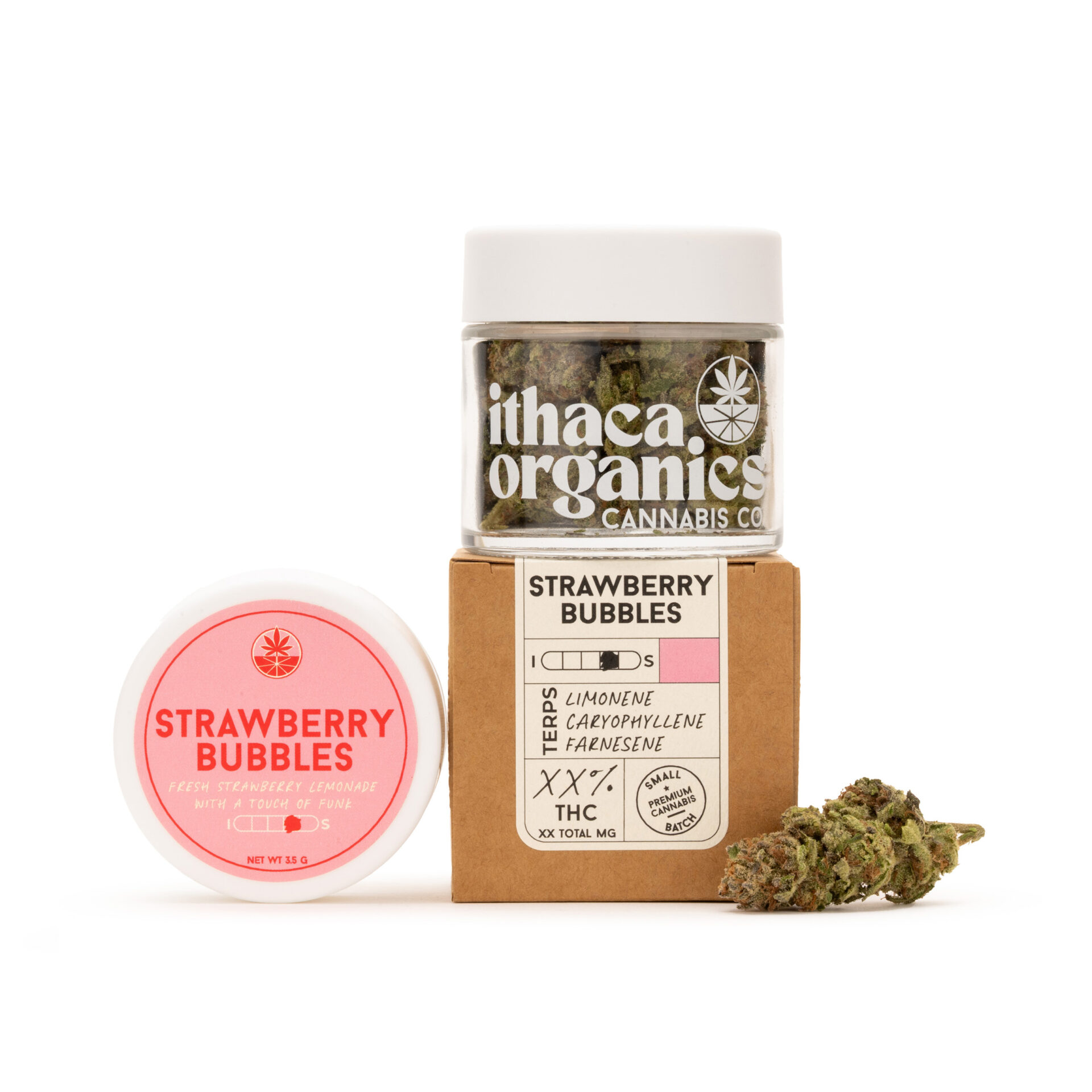 Ithaca Organics Strawberry Bubbles Flower  (Hybrid) 21% {3.5g}