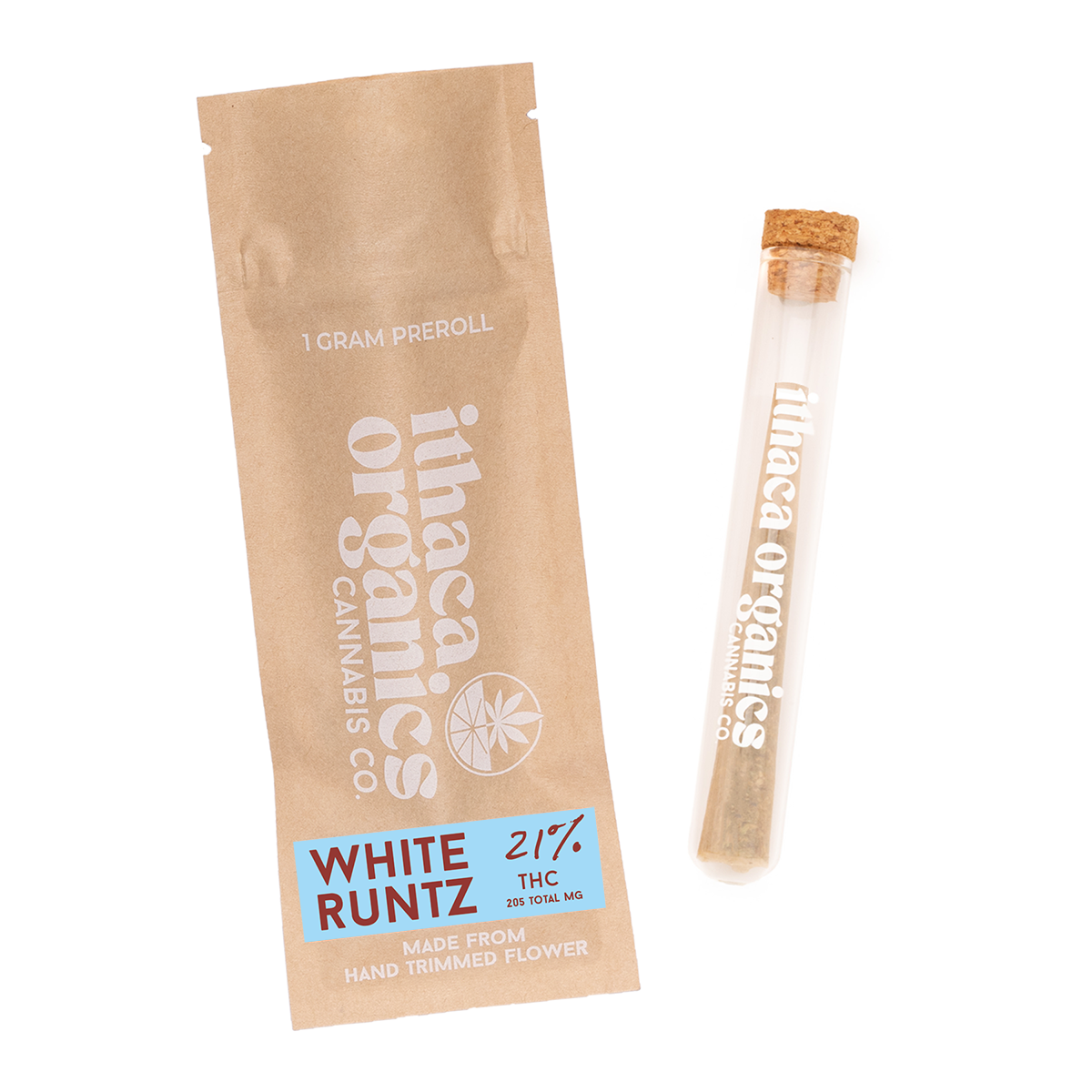 Ithaca Organics White Runtz Pre-Roll (Hybrid Indica) 21% {1g}