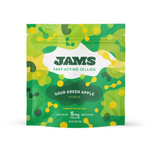 Jams Edibles Gummies Fast Acting Jellies Sour Green Apple Sativa 100mg 20 Pack