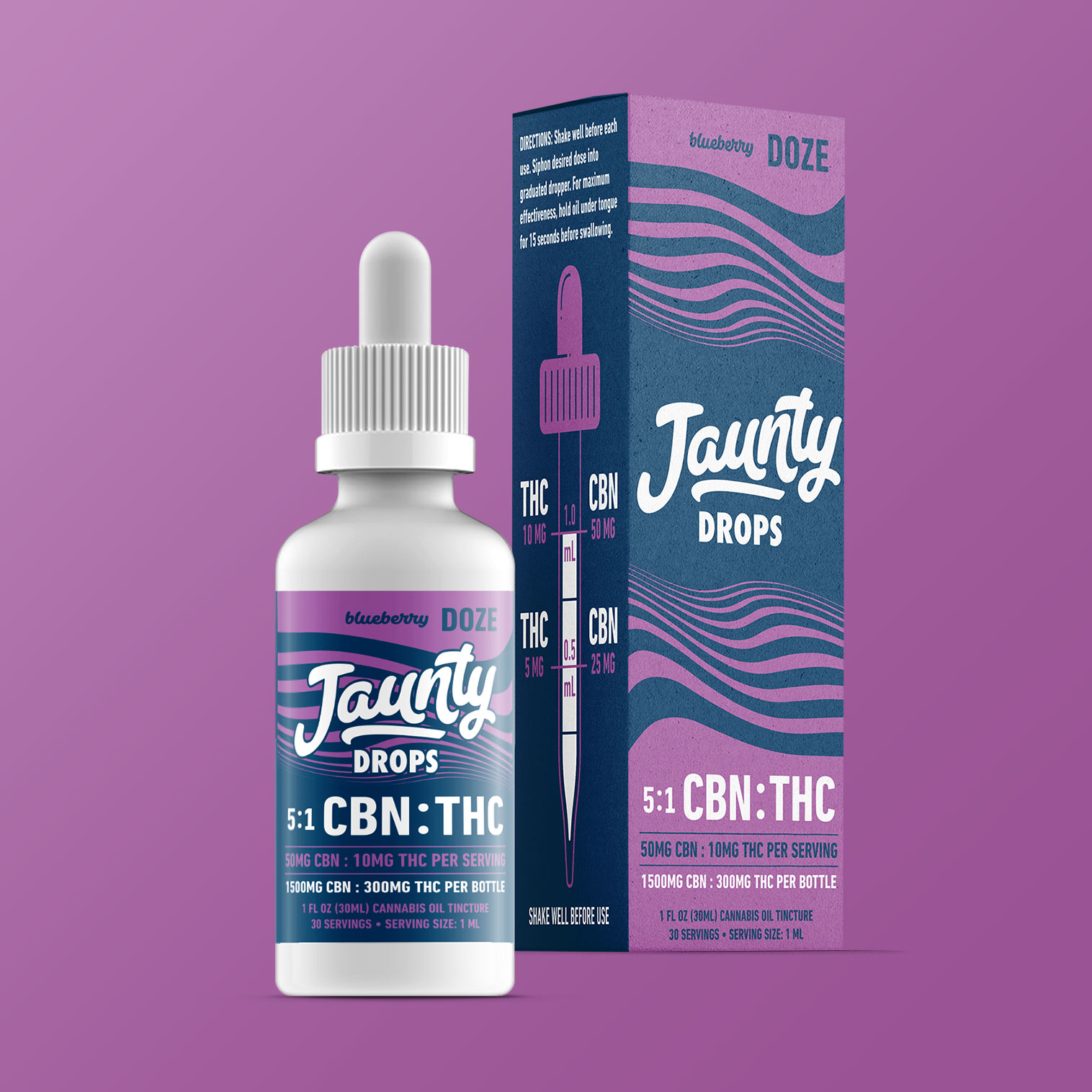 Jaunty Doze Blueberry CBN:THC  Tinctures  {300mg}