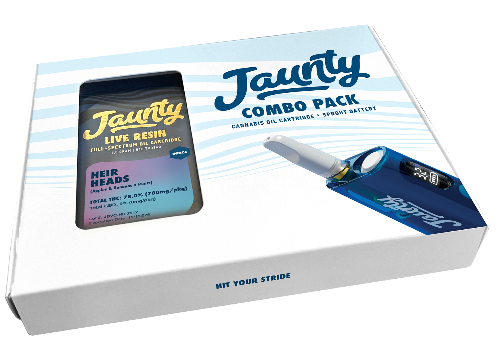 Jaunty Heir Heads Holiday Kit Threaded Vape Cartridges (Indica) 78% {1g}