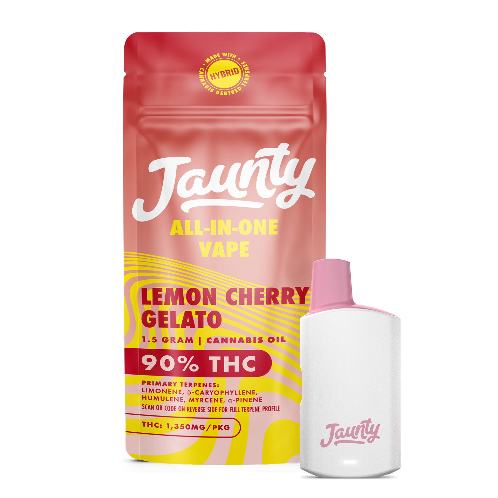 Jaunty Lemon Cherry Gelato All-In-One Vapes  (Hybrid) 90% {1.5g}