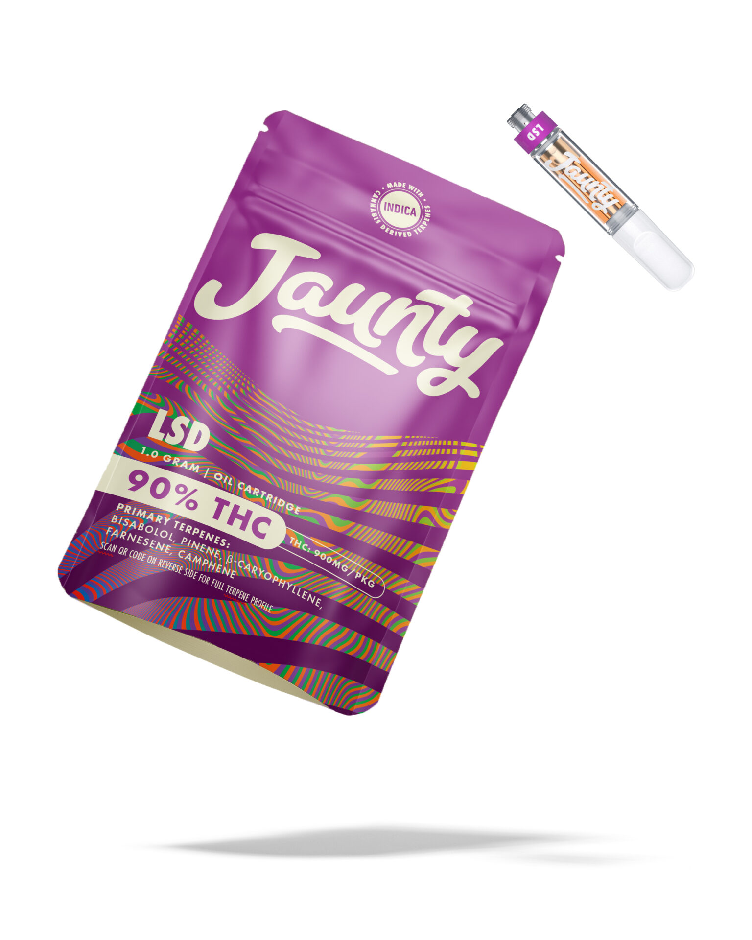 Jaunty LSD Threaded Vape Cartridges  (Indica) 90% {1g}