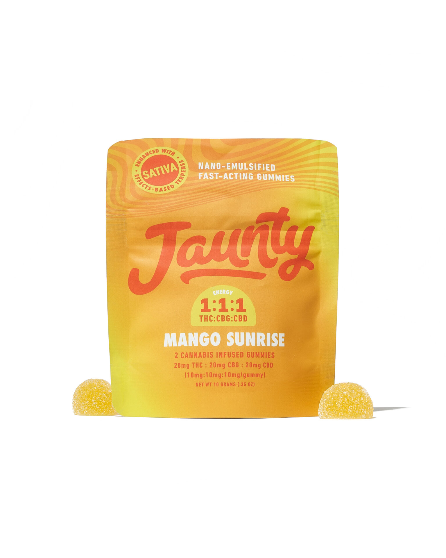 Jaunty Mango Sunrise 1:1 THC:CBG:CBD Gummies 2-pack (Sativa) {20mg}