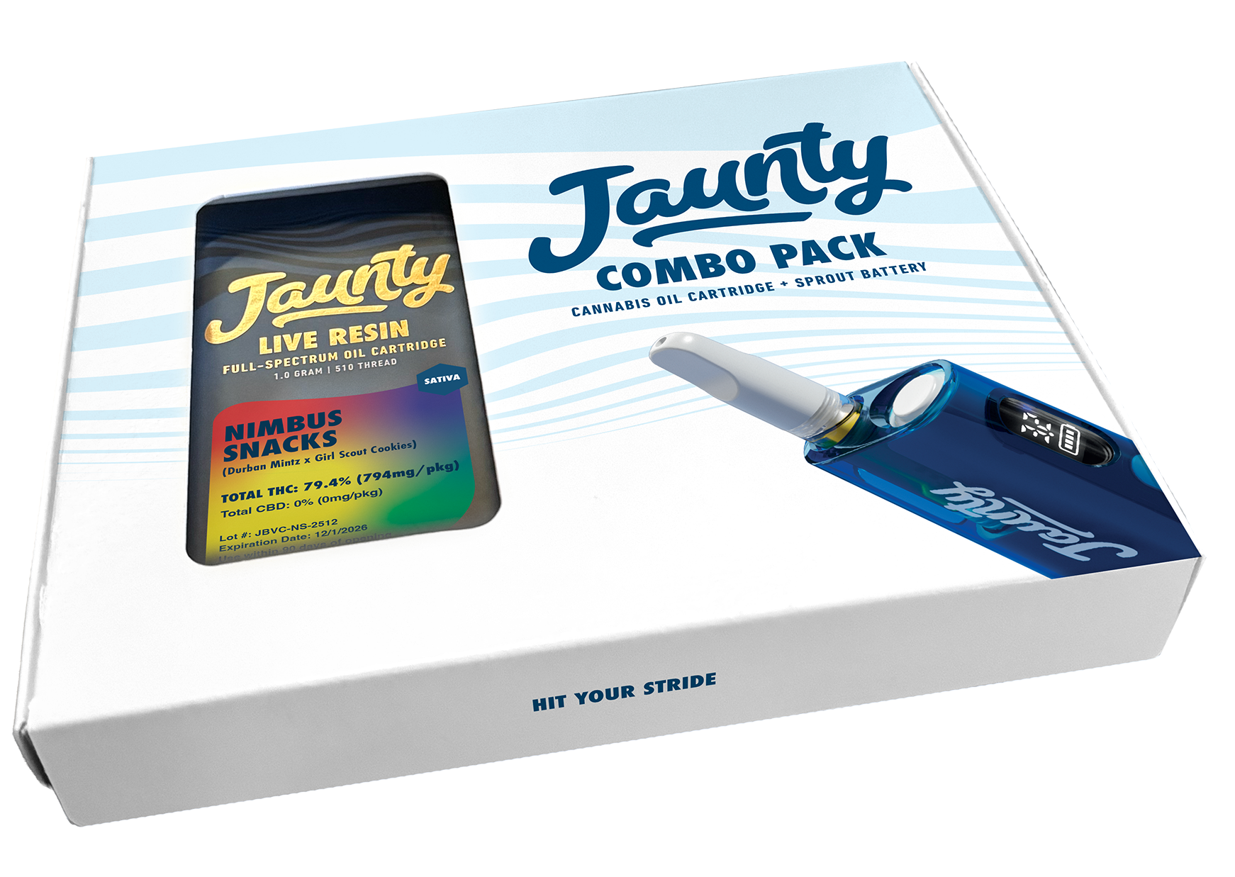 Jaunty Nimbus Snacks Live Resin Threaded Vape Cartridges  (Sativa) 79.4% {1g}