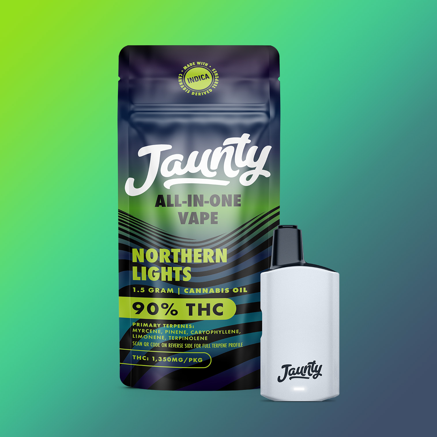 Jaunty Northern Lights All-In-One Vapes  (Indica) 90% {1.5g}