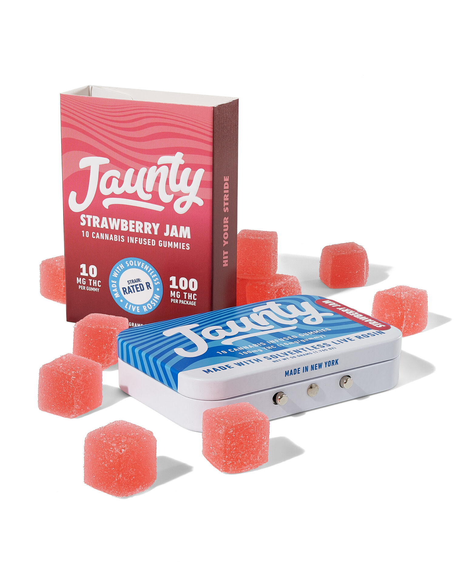 Jaunty Strawberry Jam Live Rosin Gummies 10-pack (Hybrid) {100mg}