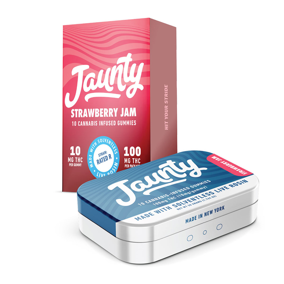 Jaunty Strawberry Jam Live Rosin Gummies 10-pack (Hybrid) {100mg}