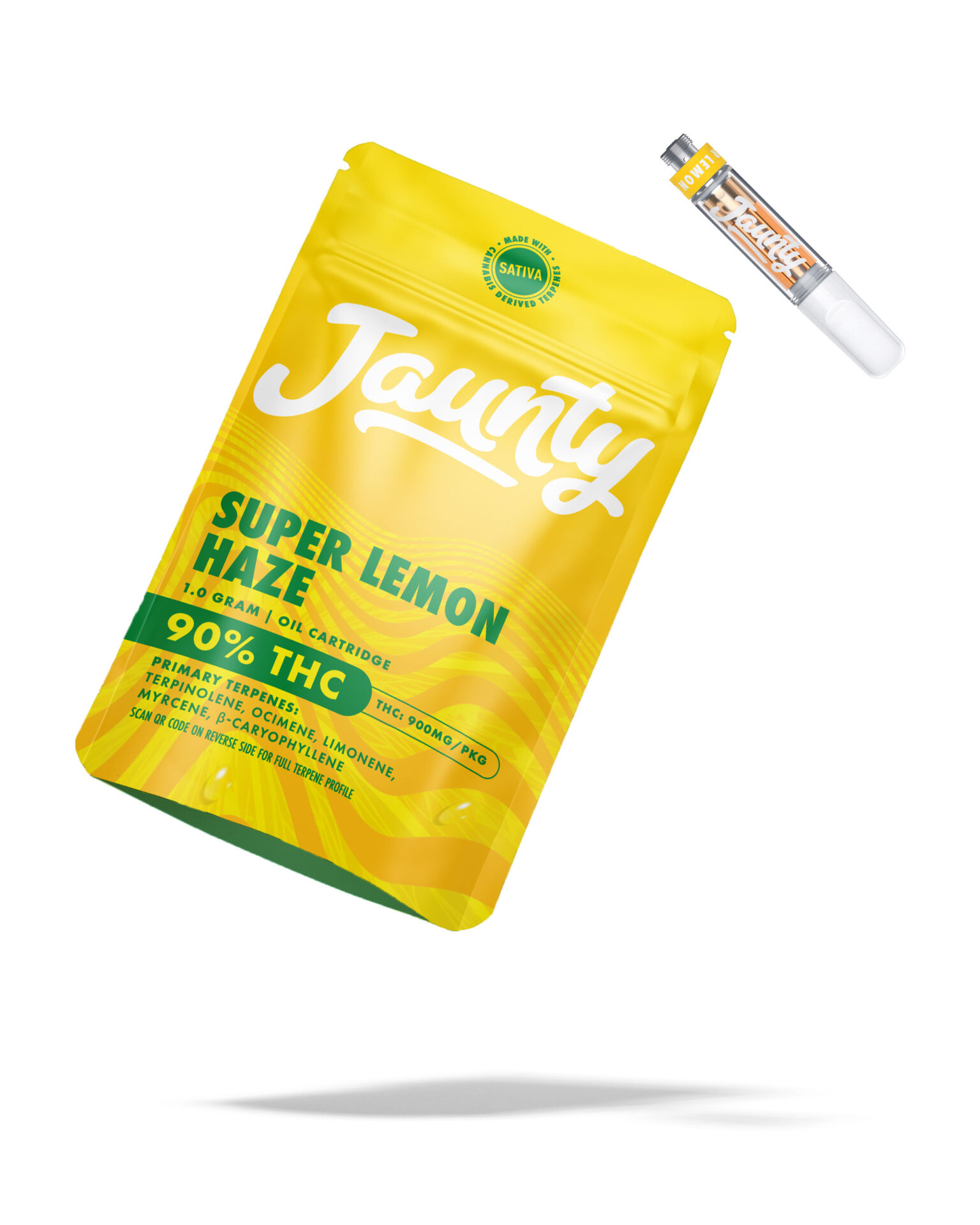 Jaunty Super Lemon Haze Threaded Vape Cartridges  (Sativa) 90% {1g}