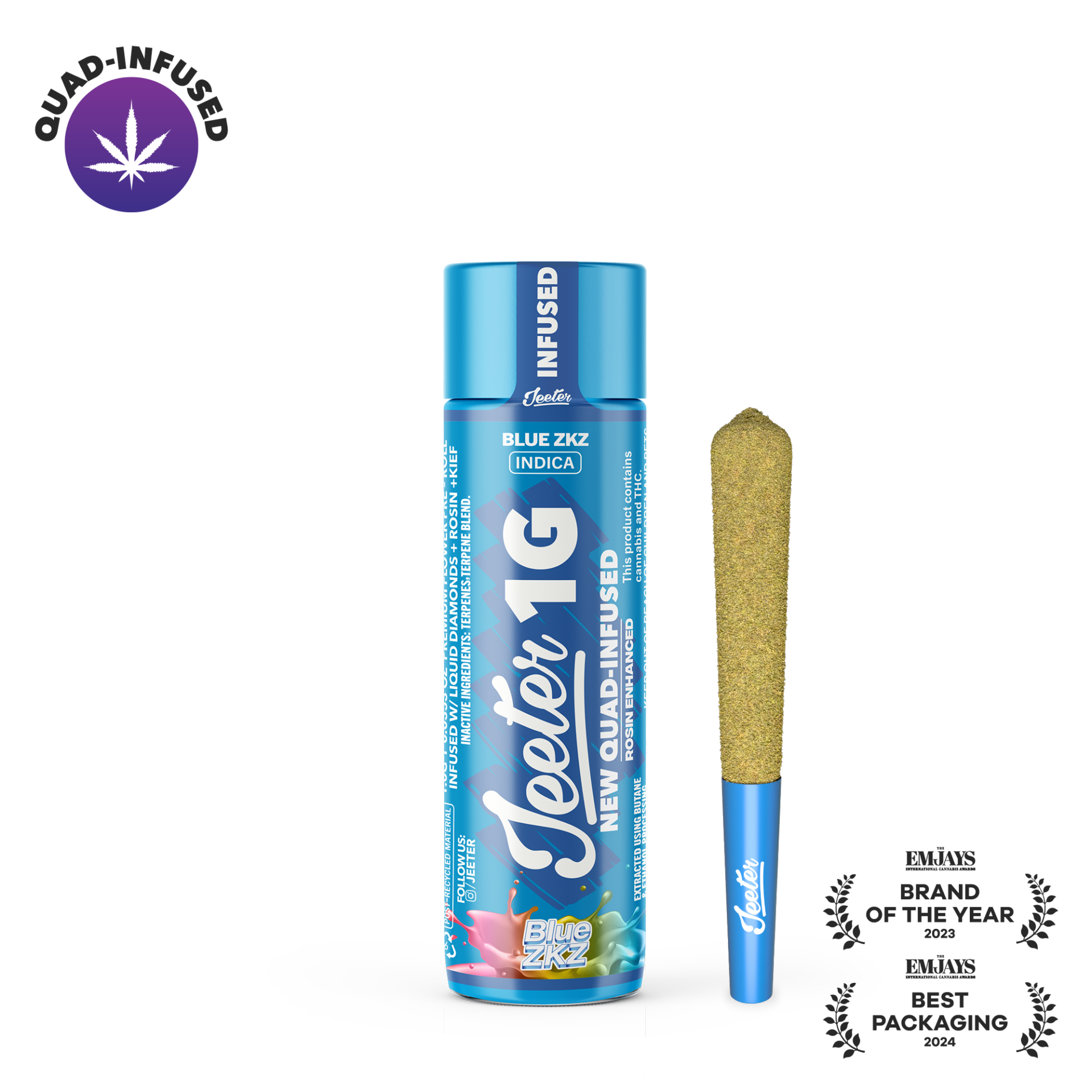 Jeeter Blue ZKZ Infused Pre-Roll (Indica) 36.82% {1g}