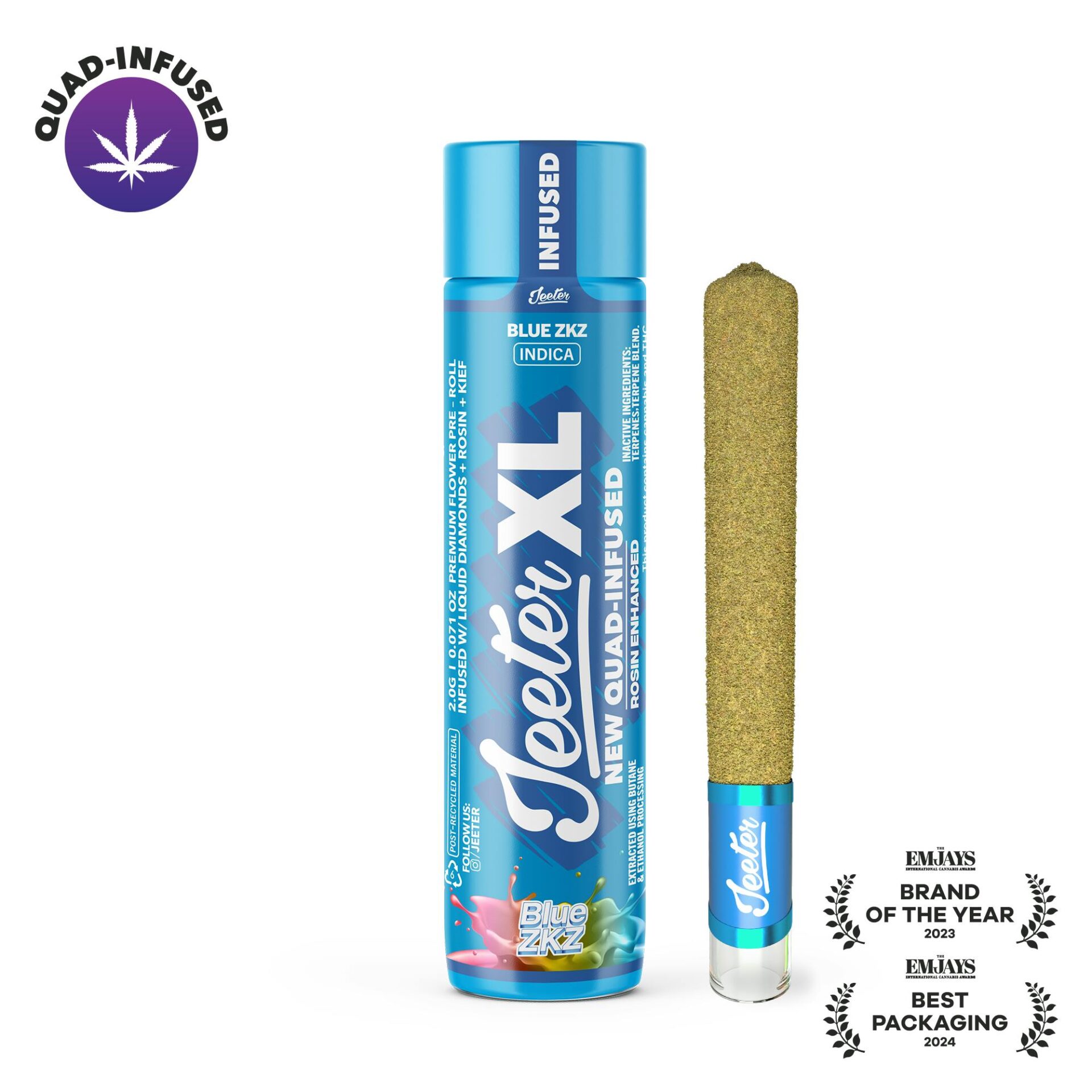 Jeeter Blue ZKZ XL Jeeter Infused Pre-Roll (Indica) 37% {2g}
