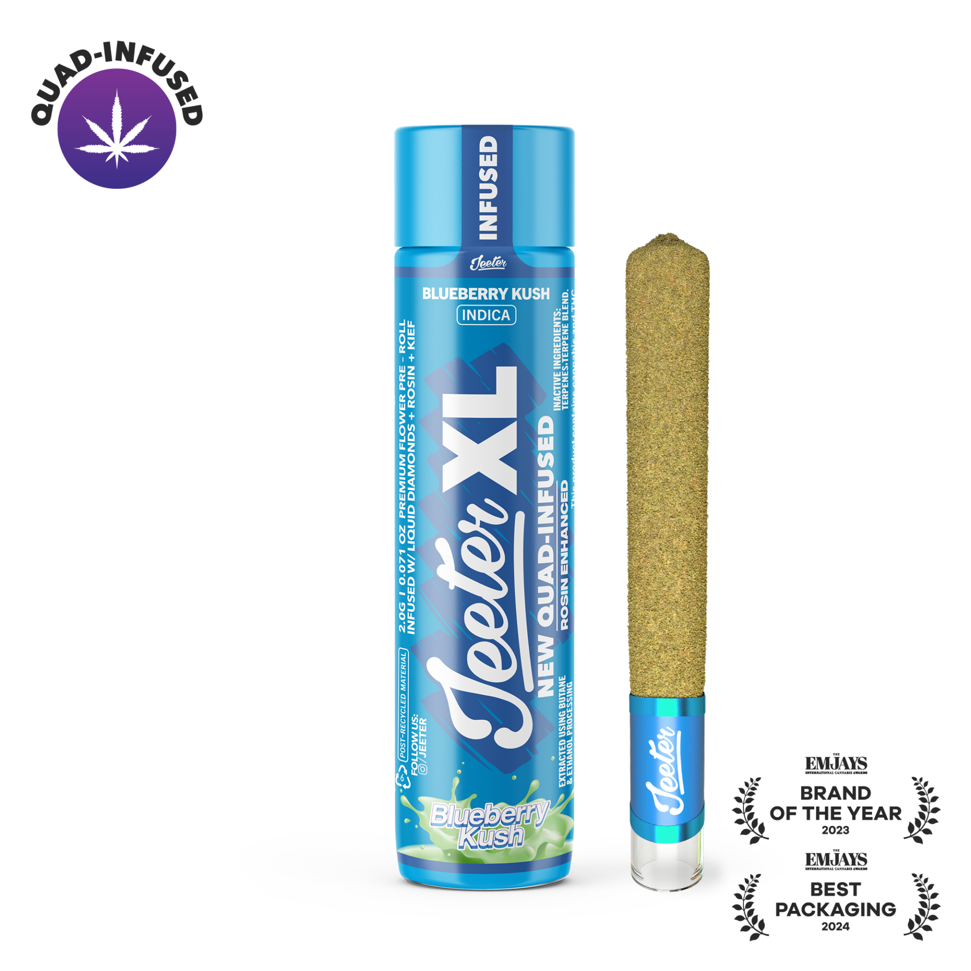 Jeeter Blueberry Kush XL Infused Pre-Roll (Indica) 35.5% {2g}